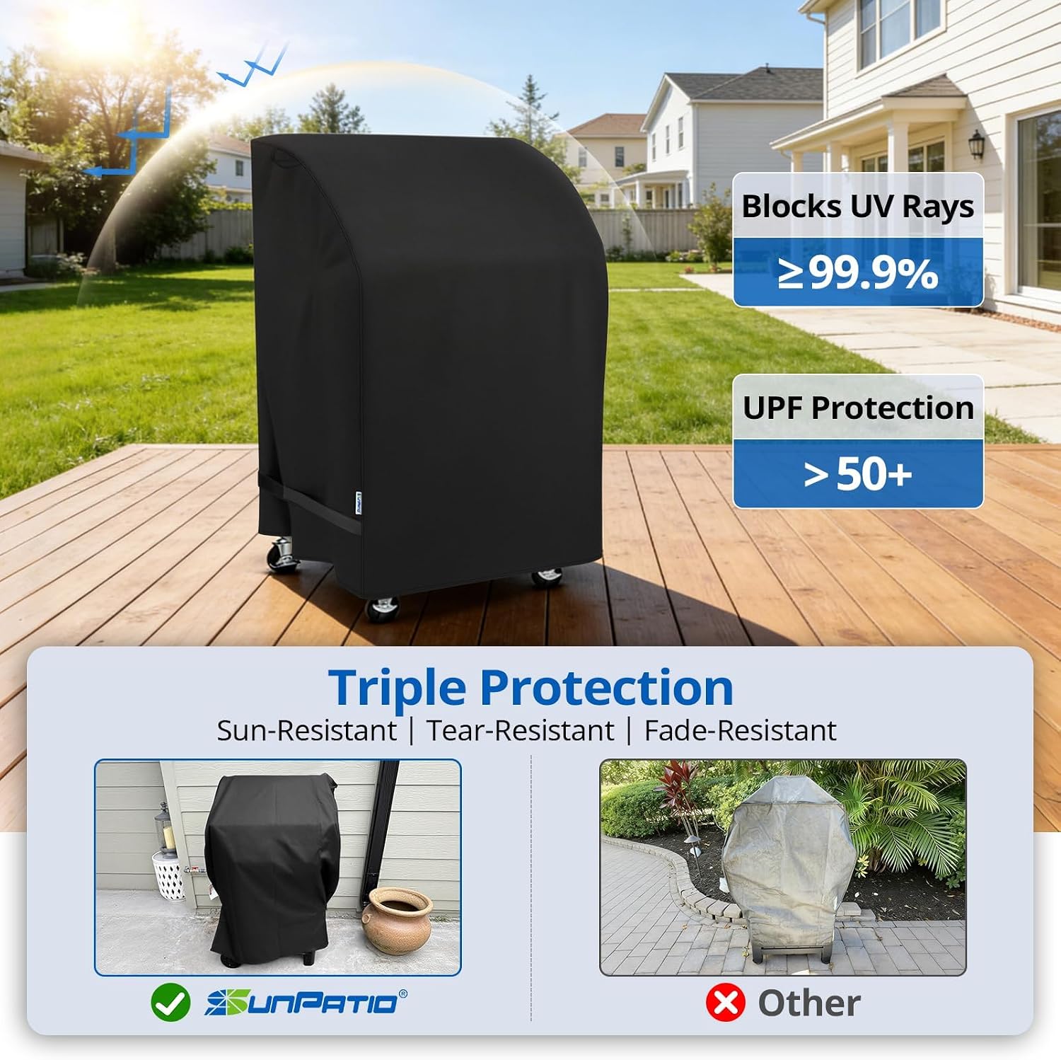 2 Burner Gas Grill Cover 32 inch, Heavy Duty Waterproof Small BBQ Grilling Cover, Compatible for Weber Char-Broil Nexgrill and More Grills with Collapsed Side Tables, All Weather Protection