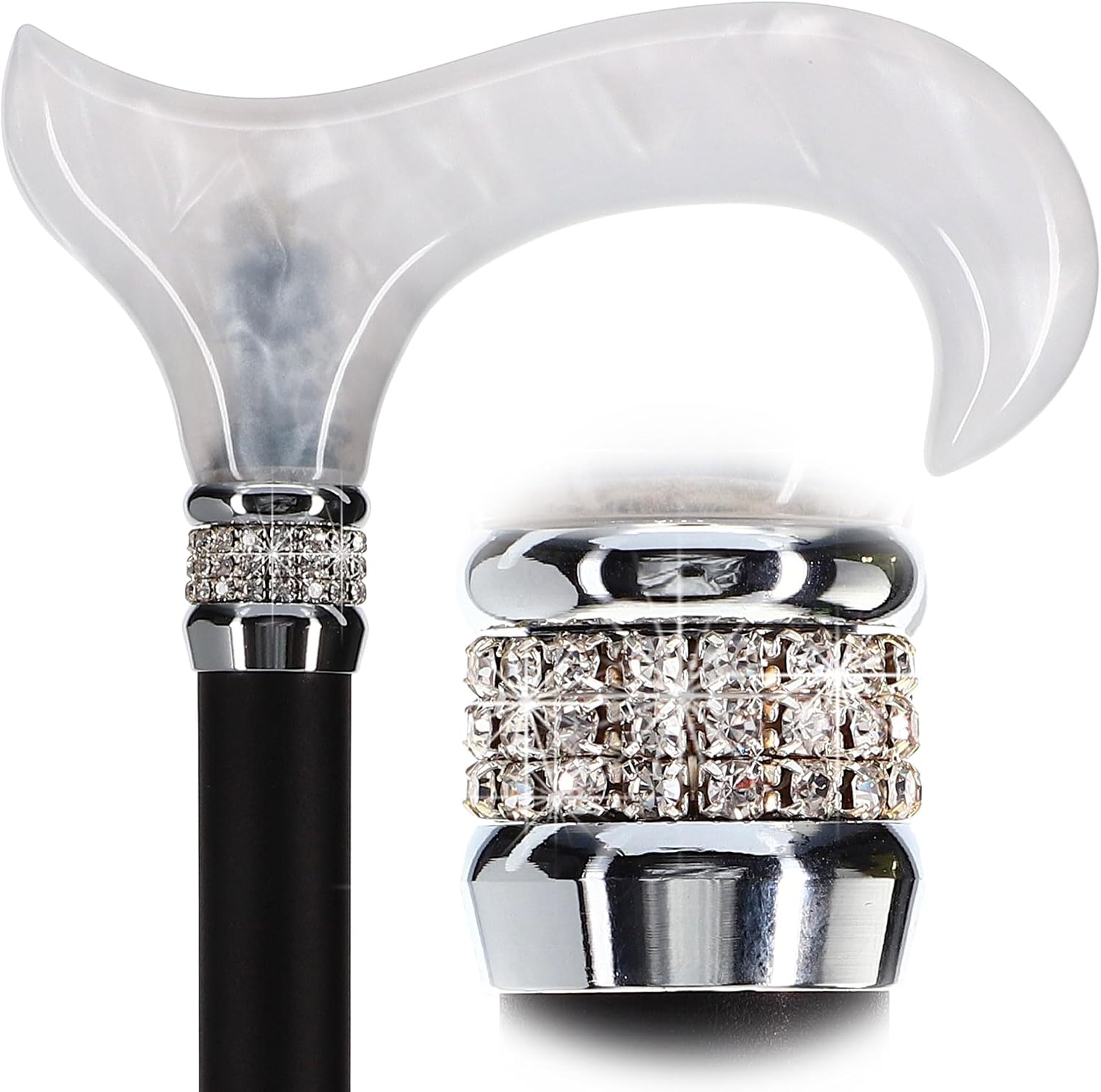 Stylish Walking Sticks – Rhinestone Collar Designer Adjustable Canes Colorful – Best Gift for Men and Women Light Weight Aluminum Shaft & Safe to Walk
