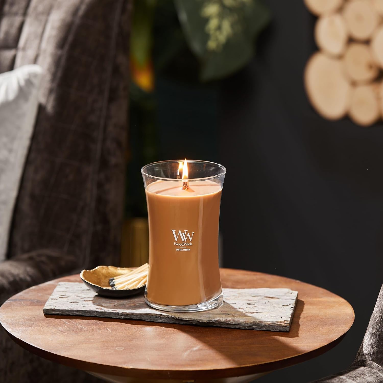 WoodWick Fireside Holiday Candle Gifts for Women and Men, 9.7 oz Medium Hourglass Candle with Crackling Wick
