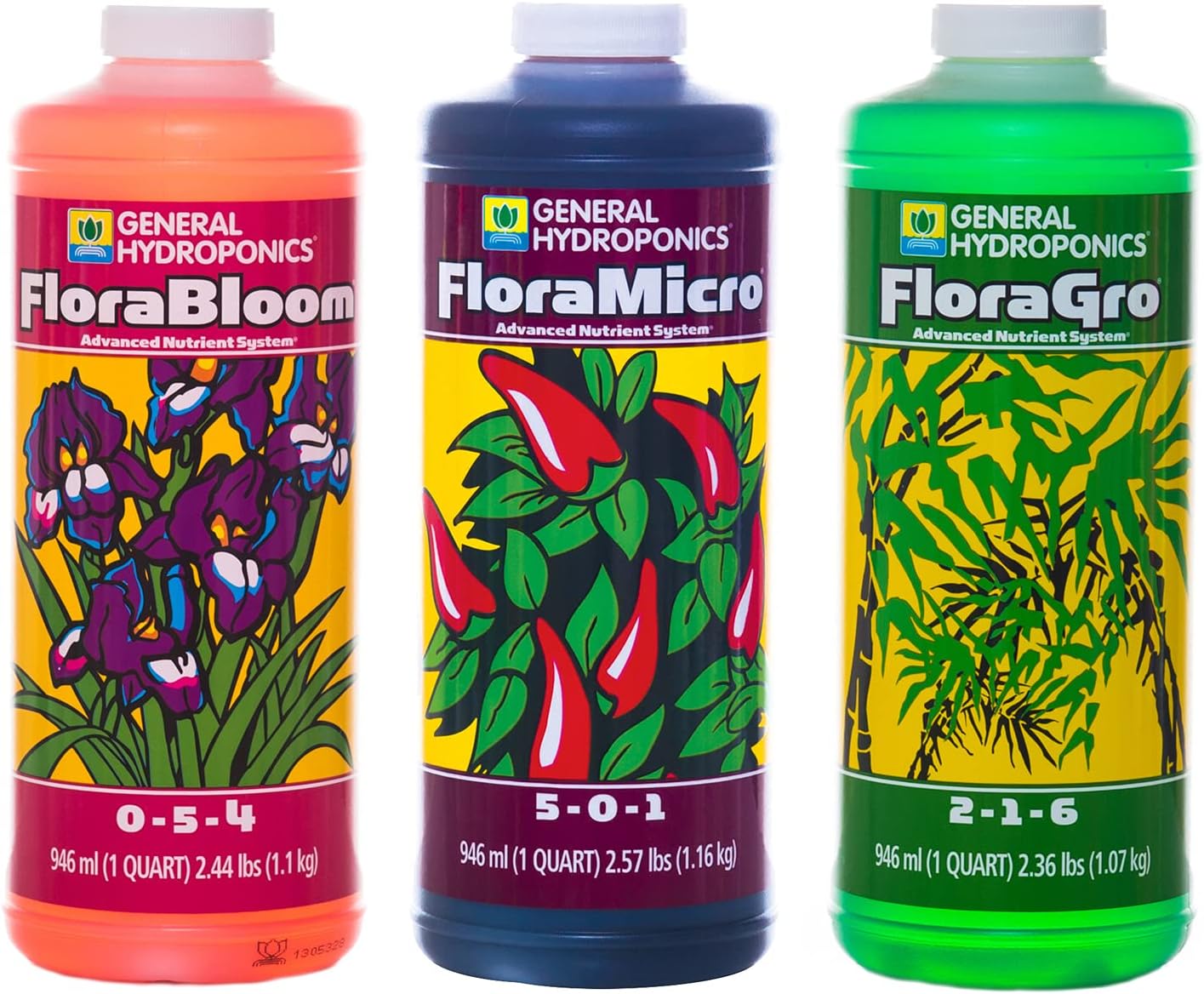 General Hydroponics FloraSeries Advanced Nutrient Fertilizer System, 3-Part Bundle with FloraMicro, FloraBloom and FloraGro, 16 oz.