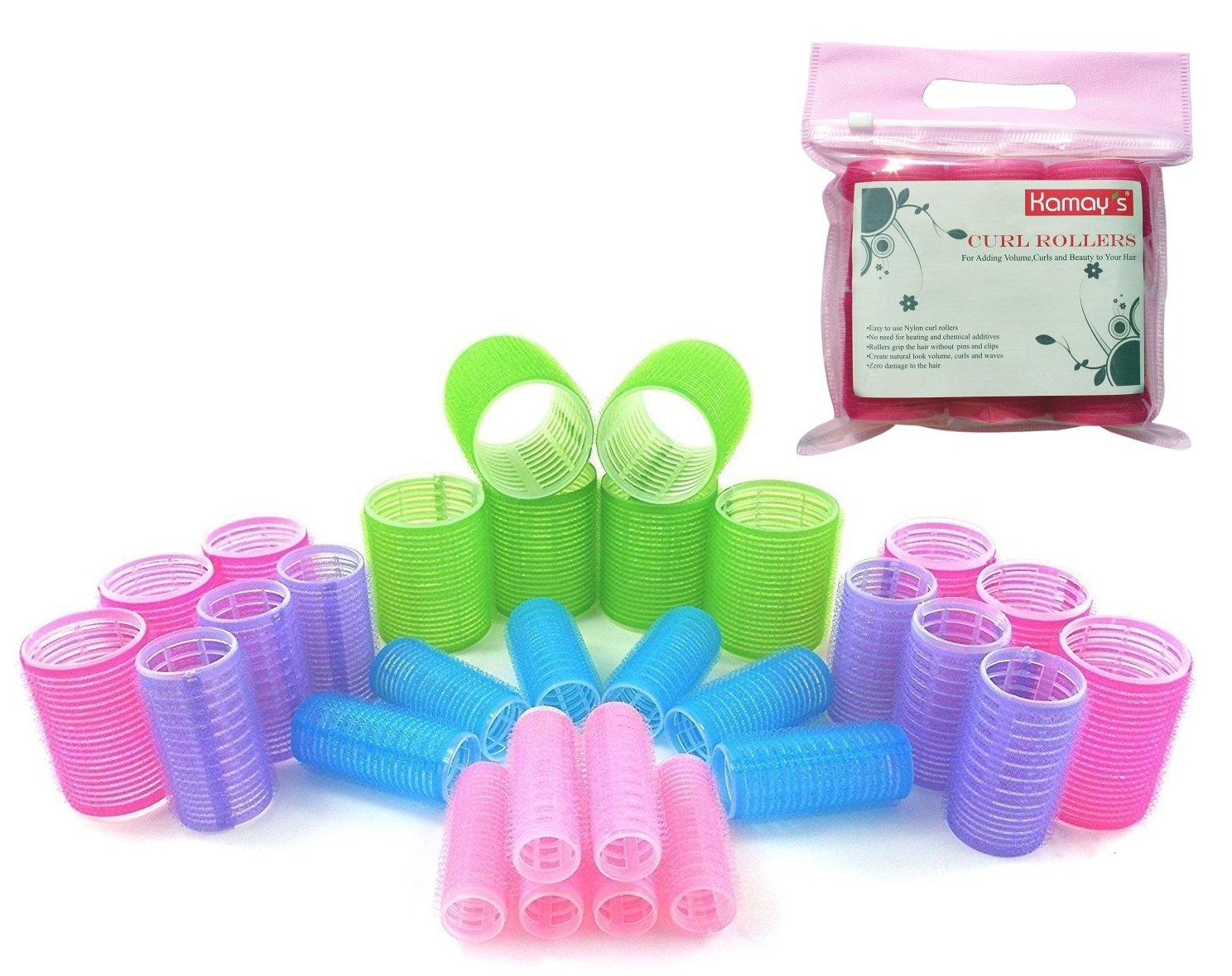 Self Grip Holding Rollers Hairdressing Curlers Hair Design Sticky Cling Style For DIY Or Salon By Kamay's (30mm/1.2" Medium Size 12PCS)
