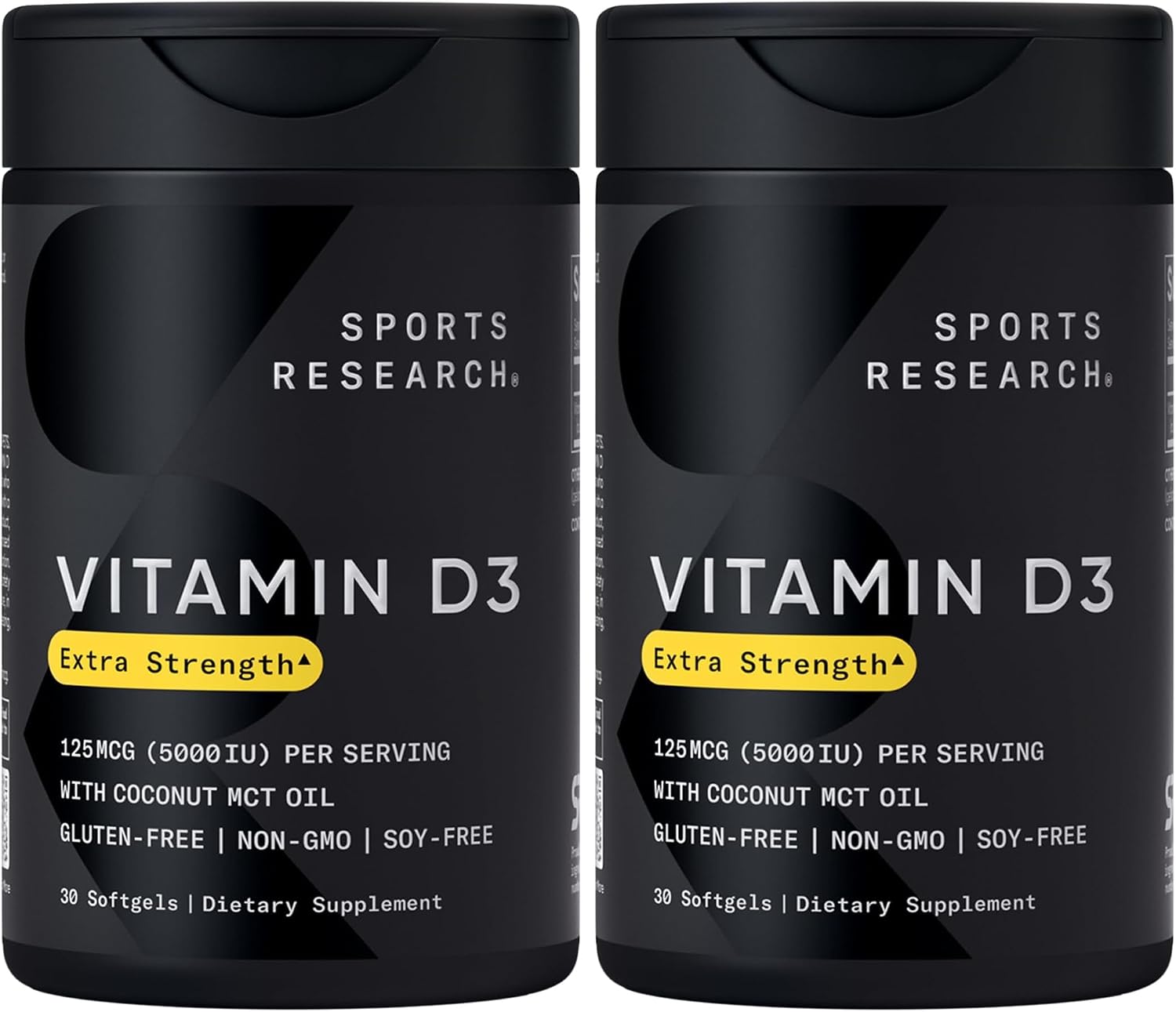 Sports Research® Vitamin D3 5000iu/125mcg with Coconut Oil, 360 Softgels | Extra Strength Vitamin D Supplement | Immune, Bone, Mood Support | Non-GMO, Soy Free - 360 Servings
