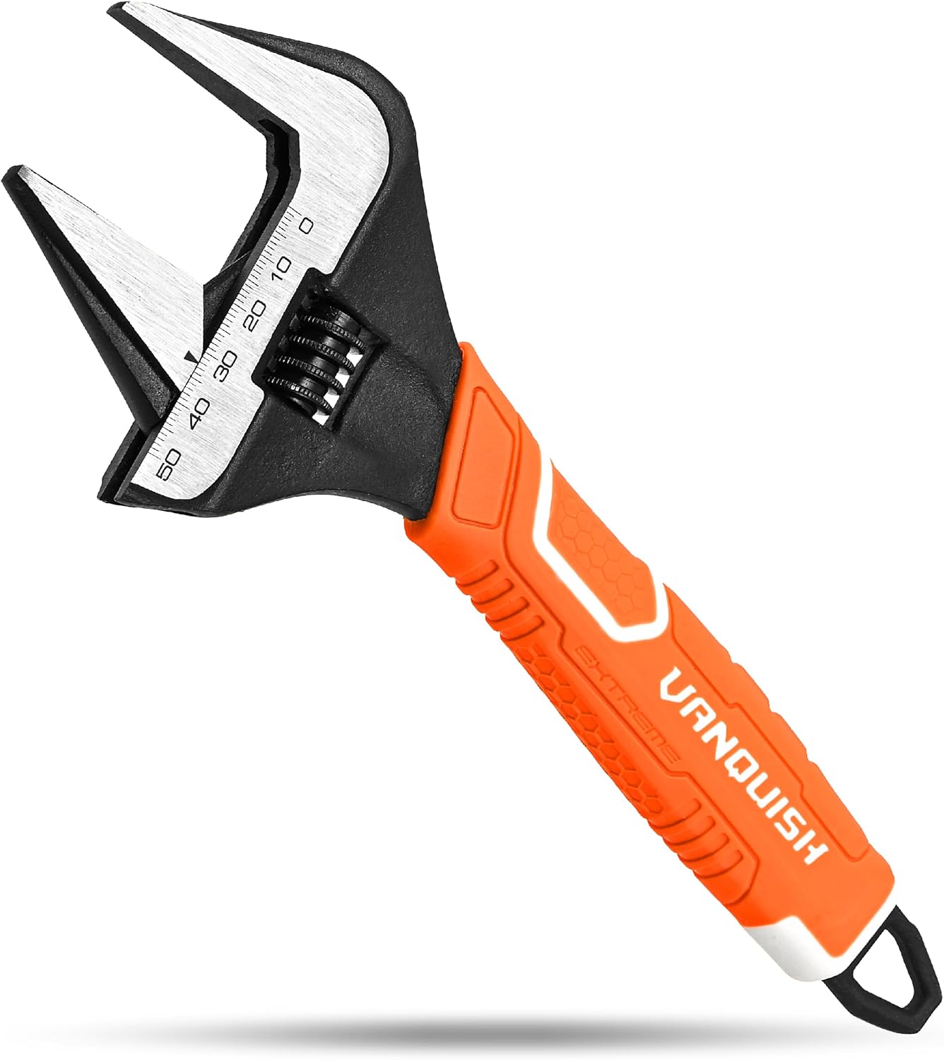 VANQUISH 12 Inch Adjustable Wrench, 2-3/8” Wide Jaw Opening Plumbing Wrench, CR-V Steel, SAE and Metric Scale Marked, With Comfort Grip Handle and Hanging Hole (3154)