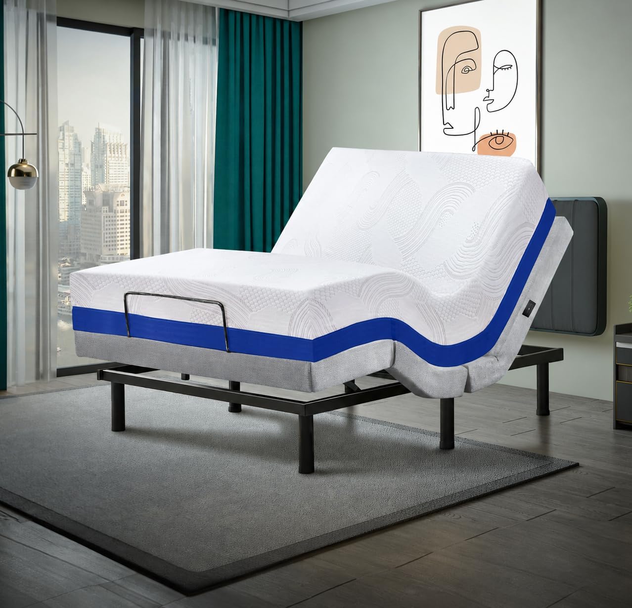 Irvine Home Collection Twin XL Adjustable Bed Base | Dual Massage | USB Ports | Zero Gravity | Anti-Snore | Memory Positions | Under Bed Lighting