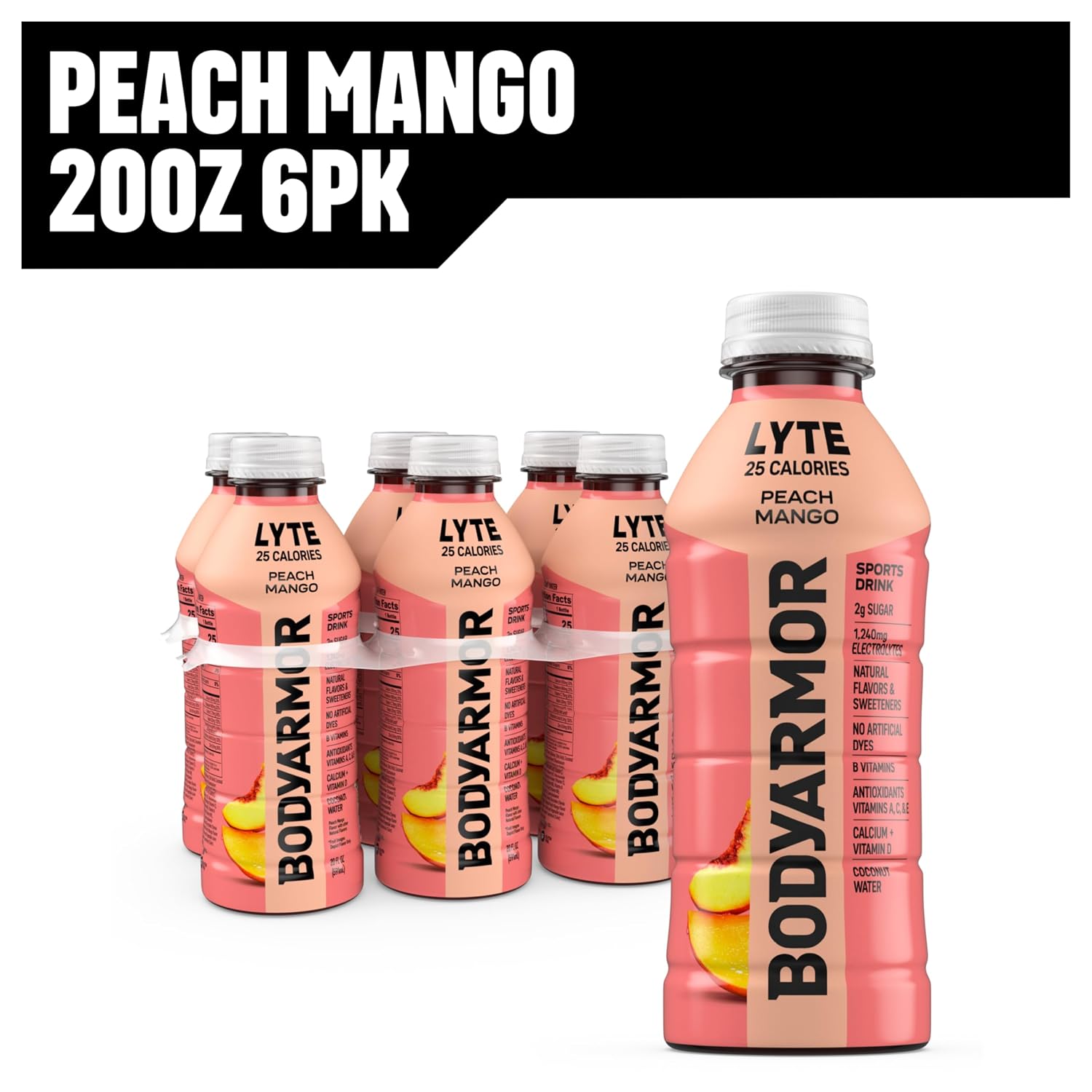 BODYARMOR LYTE Sports Drink, Peach Mango Electrolyte Drink, 12 Oz (8 Pk)