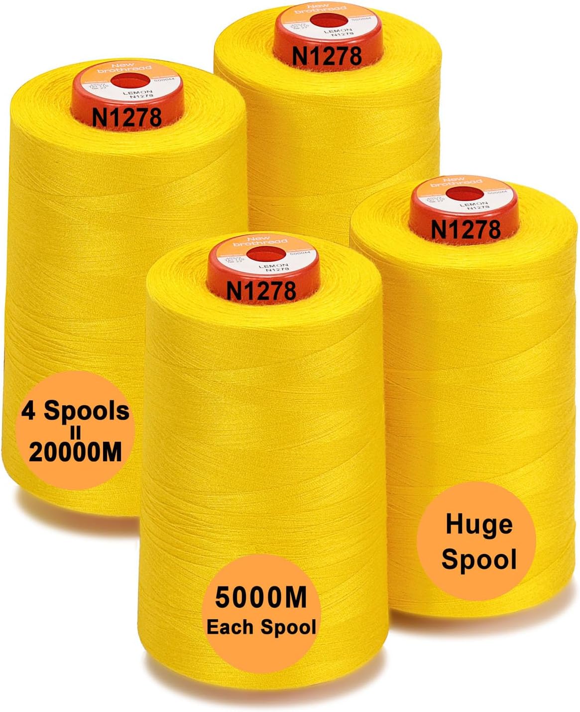 New brothread 4 Large Cones All Purpose Polyester Thread -Cream