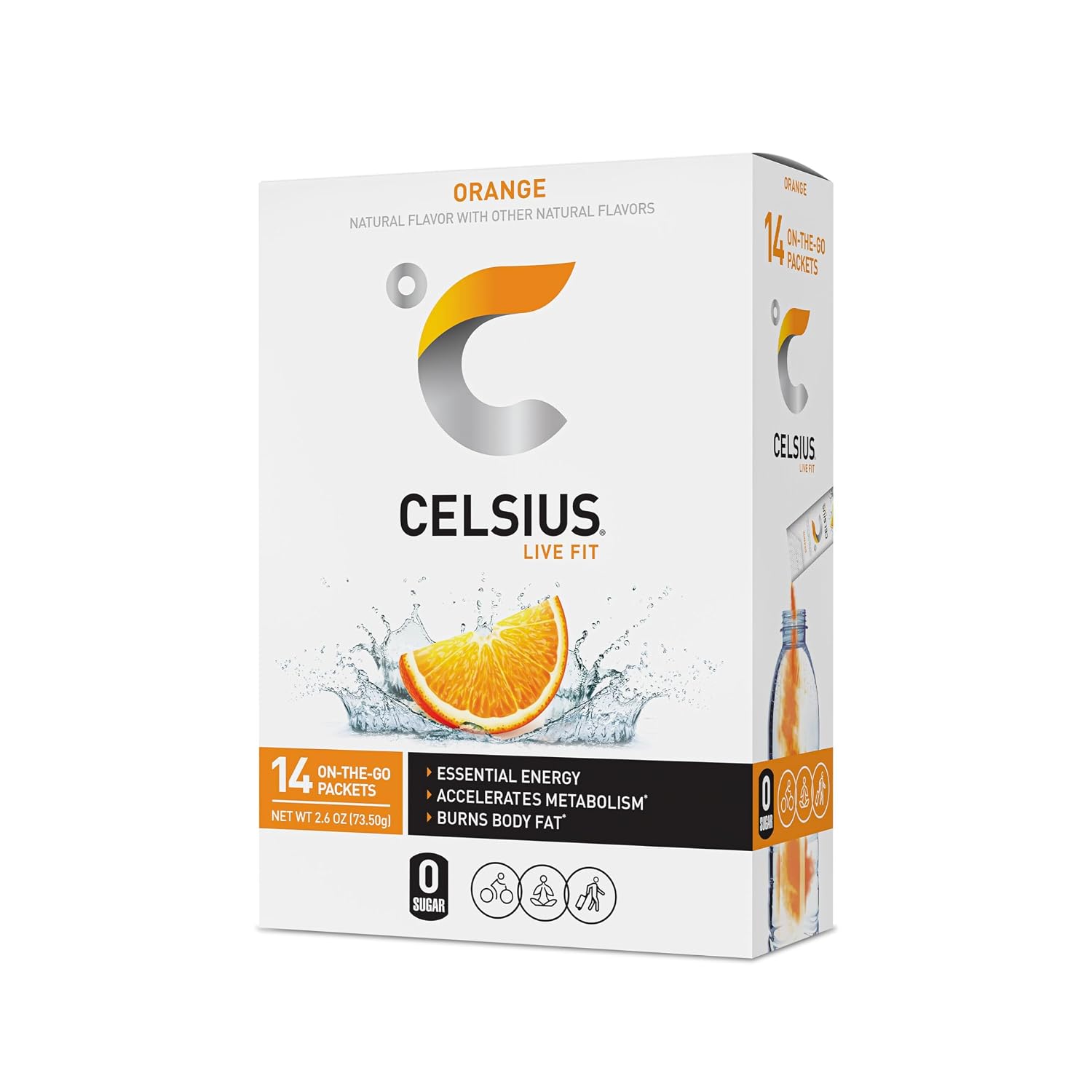 CELSIUS On-The-Go Powder Stick Packs, Zero Sugar (14 Sticks per Pack)