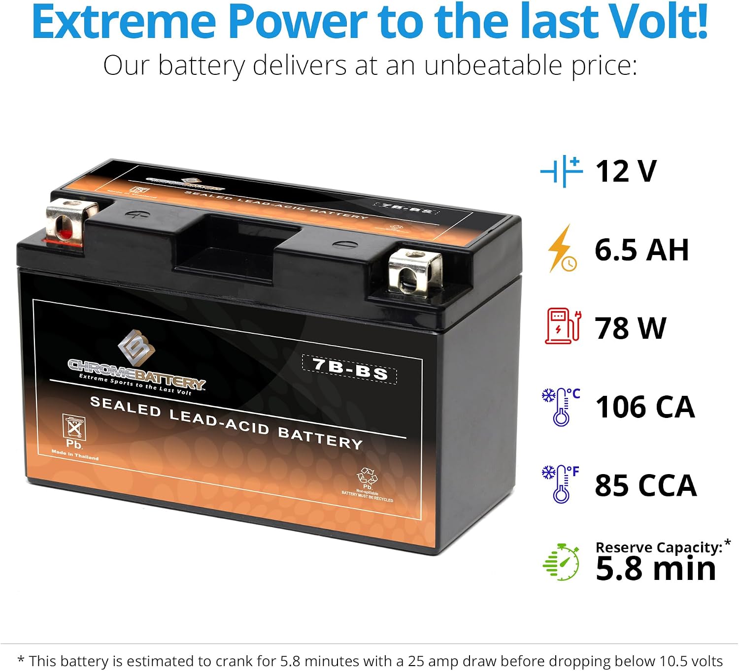 CB CHROMEBATTERY YTX30L-BS 12V 385 CCA AGM – Maintenance-Free 30Ah Battery for Harley, ATV, UTV, Snowmobile, Jet Ski – T3 Nut & Bolt Terminal – Fits Harley Touring, Polaris Sportsman 850