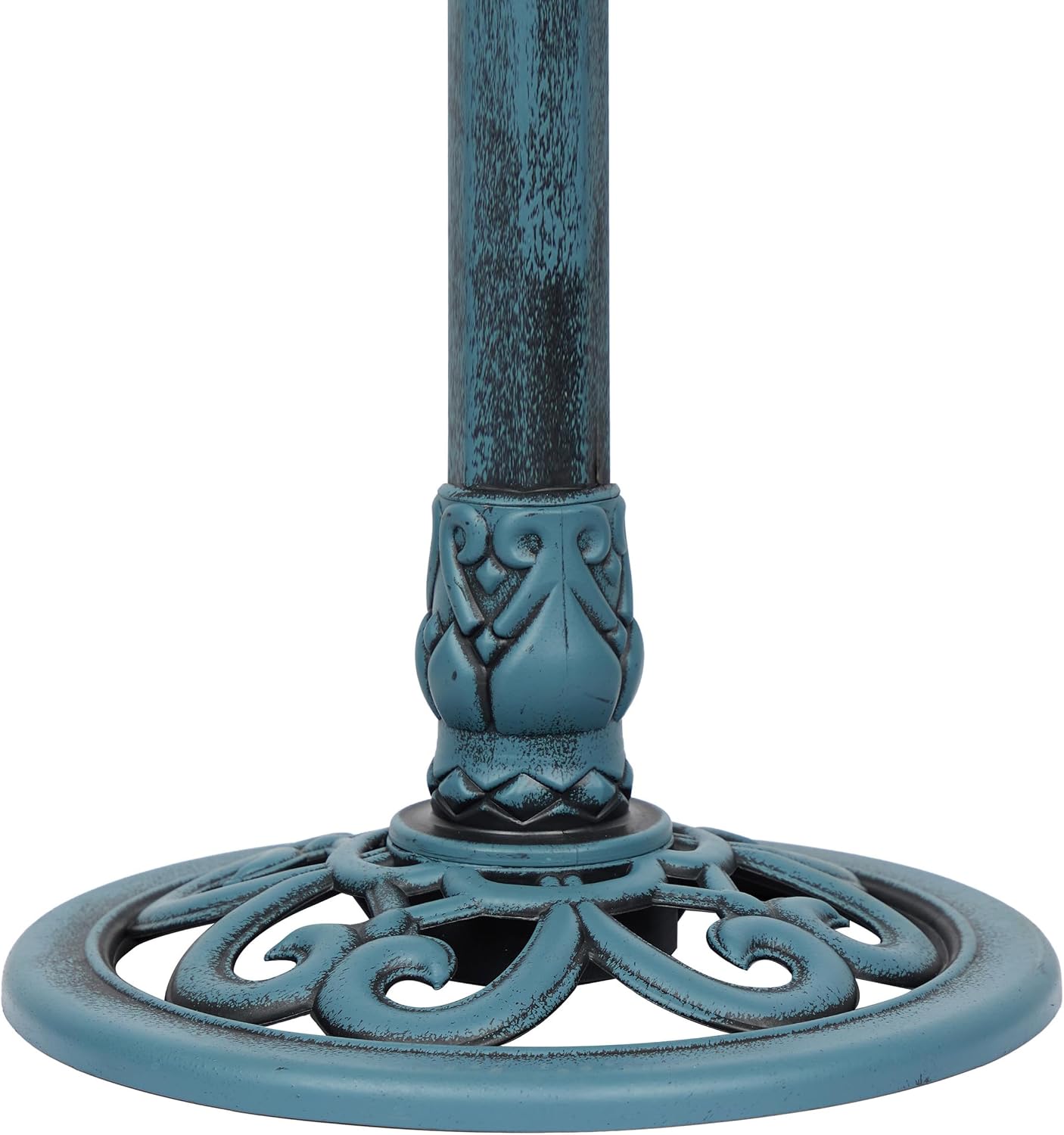 Alpine Corporation TEC116 Outdoor Aged Green Pedestal Birdbath with Scrollwork, 28" Tall, Green