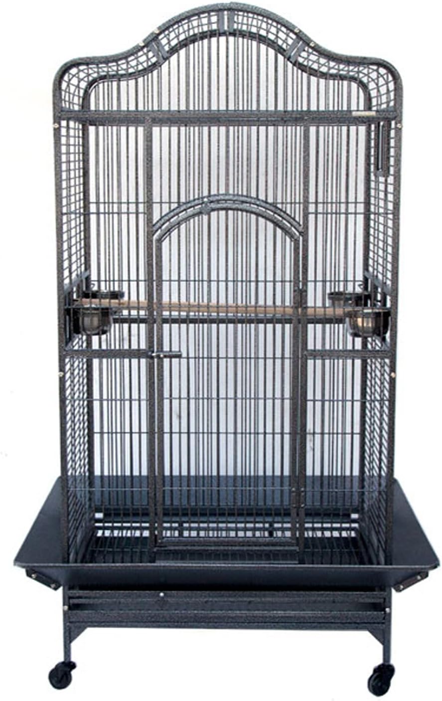 Extra Large Wrought Iron Open/Close Play Top Bird Parrot Cage, Include Metal Seed Guard Solid Metal Feeder Nest Doors Overall Dimensions: 35.25" Wx29.5"x62"H(with Seed Skirt)