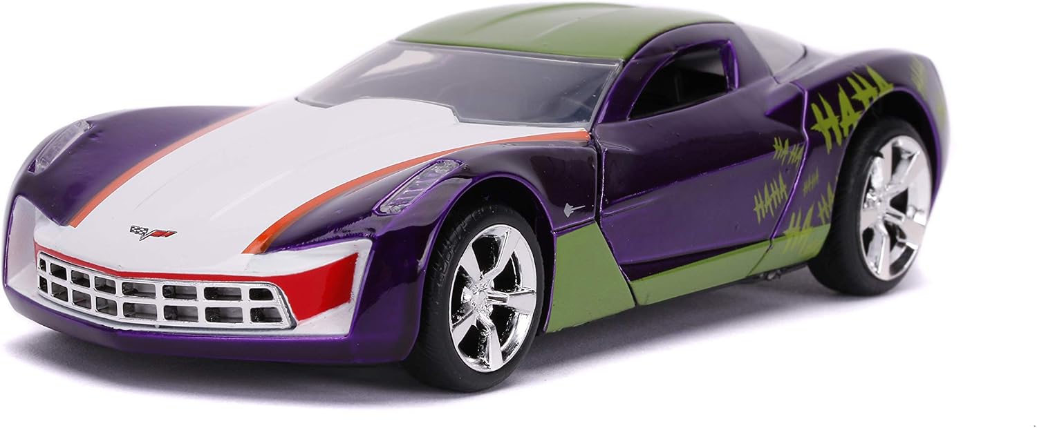 Jada Toys DC Comics 1:32 The Joker's 2009 Chevy Corvette Stingray Die-cast Car, Toys for Kids and Adults