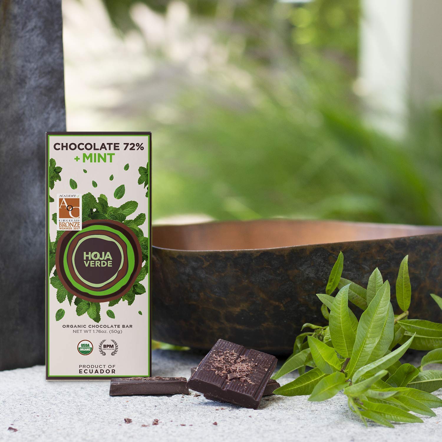 Hoja Verde Dark Chocolate Sugar, Dairy Free Bars, Keto Friendly, Certified Organic | Vegan, Natural, Non-GMO and Gluten Free (100% Pure)