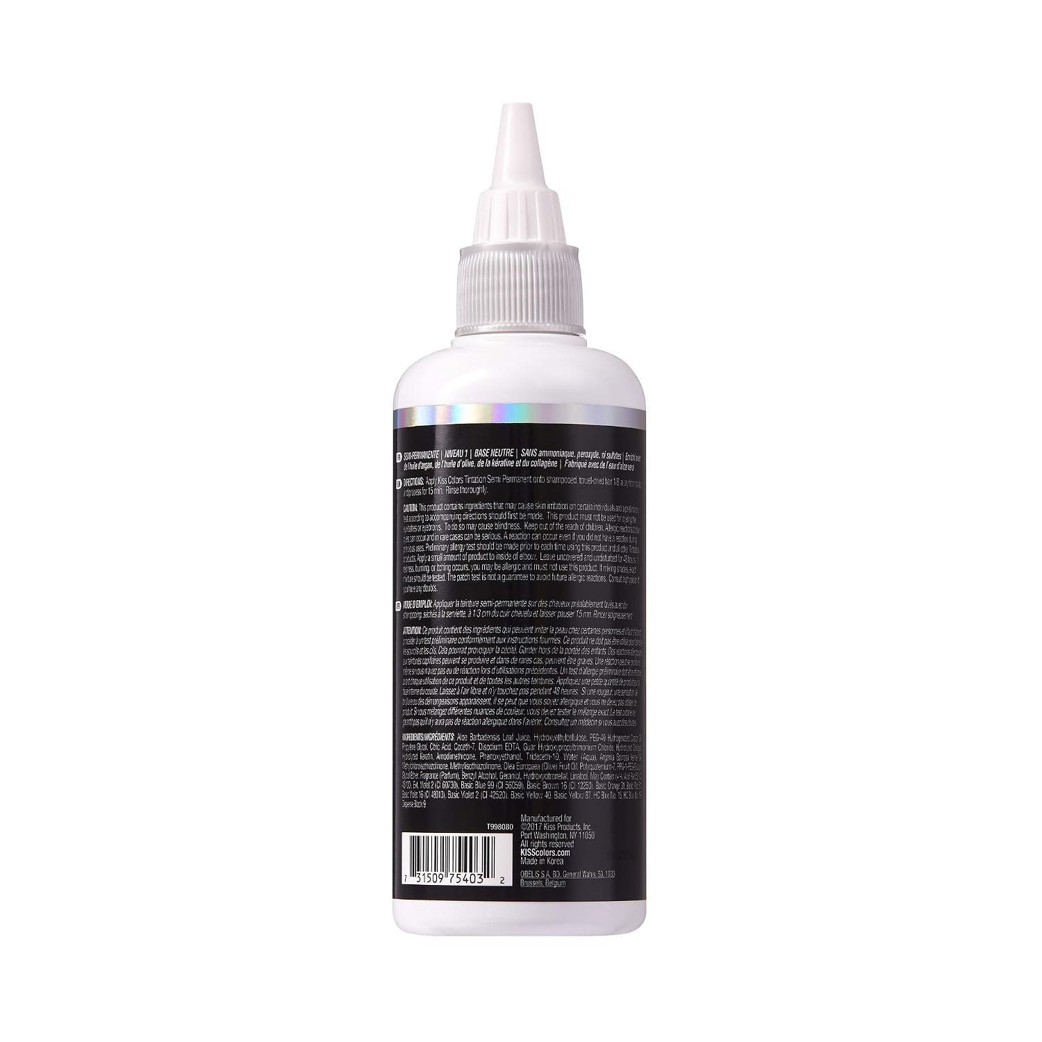 Red by Kiss Tintation Semi-Permanent Hair Color, Aloe Vera Water Based, Argan Oil, Olive Oil, Collagen & Keratin, Long-Lasting Color Dye (Honey Brown, 5 Fl Oz)
