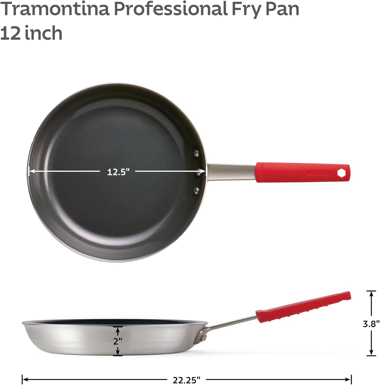 Tramontina Professional 8-Inch Non Stick Small Frying Pan | Heavy-Gauge Aluminum Skillet with Reinforced Nonstick Coating, Red Handle, Dishwasher and Oven Safe, Made in Brazil
