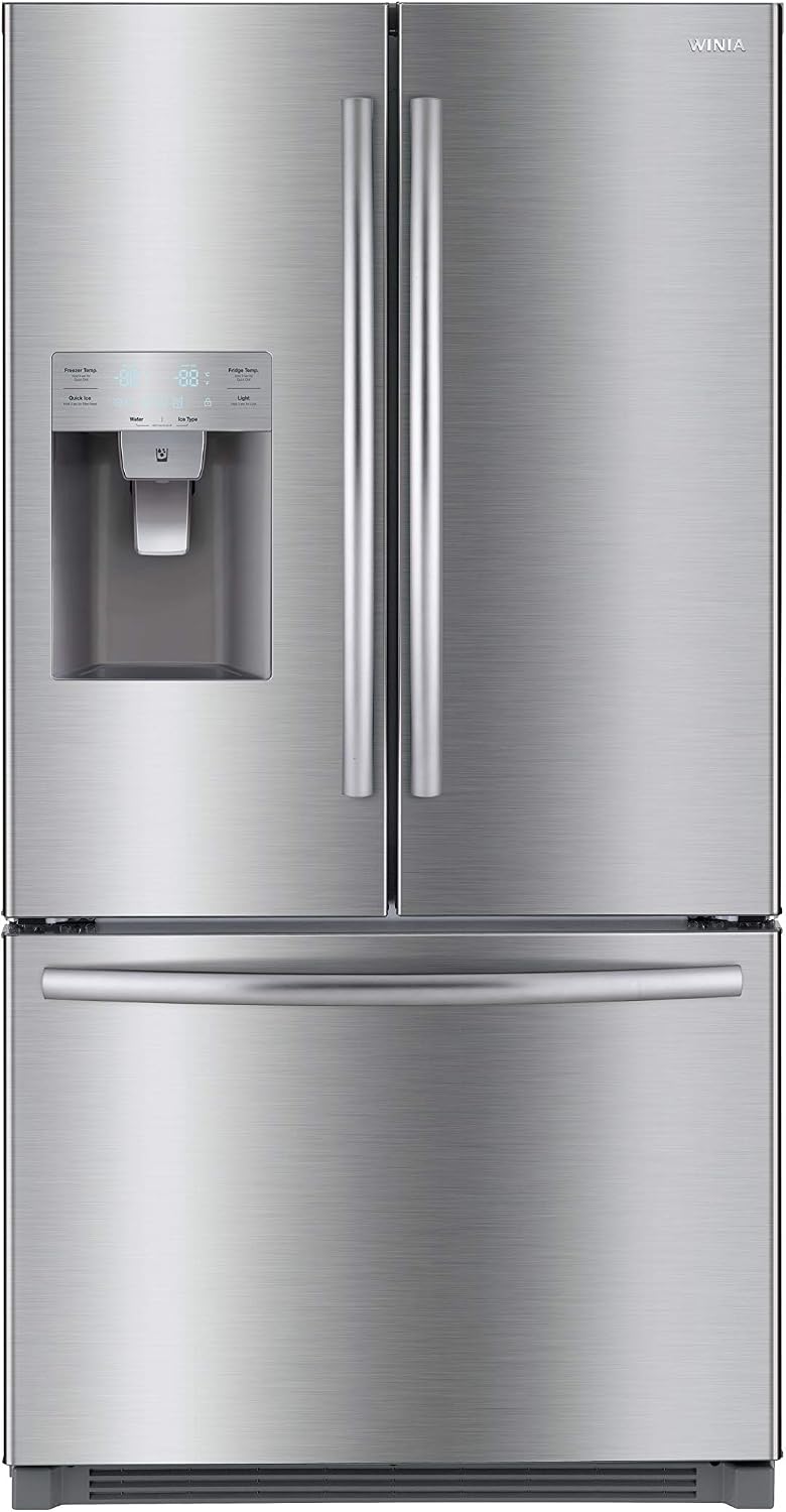 Winia French Door Bottom Mount Refrigerator 26 Cu Ft Stainless Steel