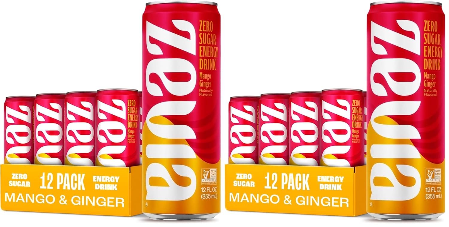 Zevia Zero Sugar Energy Drink, Raspberry Lime, 12 oz Cans (12-Pack) – Naturally Sweetened, Zero Calorie Sugar Free Energy - Non-GMO Project Verified, Gluten-Free, Vegan