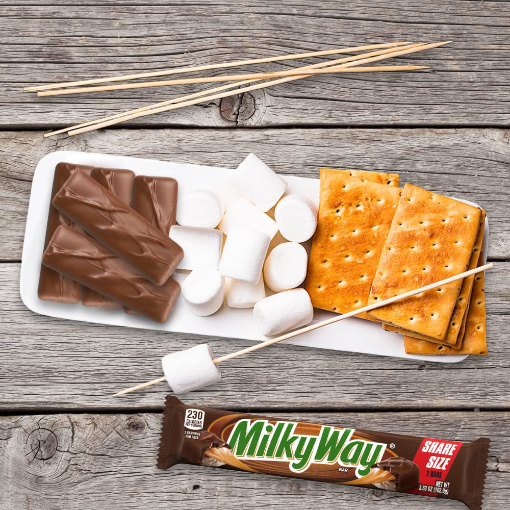 MILKY WAY Milk Chocolate Candy Bars Snacks, Bulk Candy Bars, 3.63 oz 24ct | Milk chocolate candy bars with caramel and nougat; bulk chocolate candy snacks, bulk candy bars, 3.63 oz share size