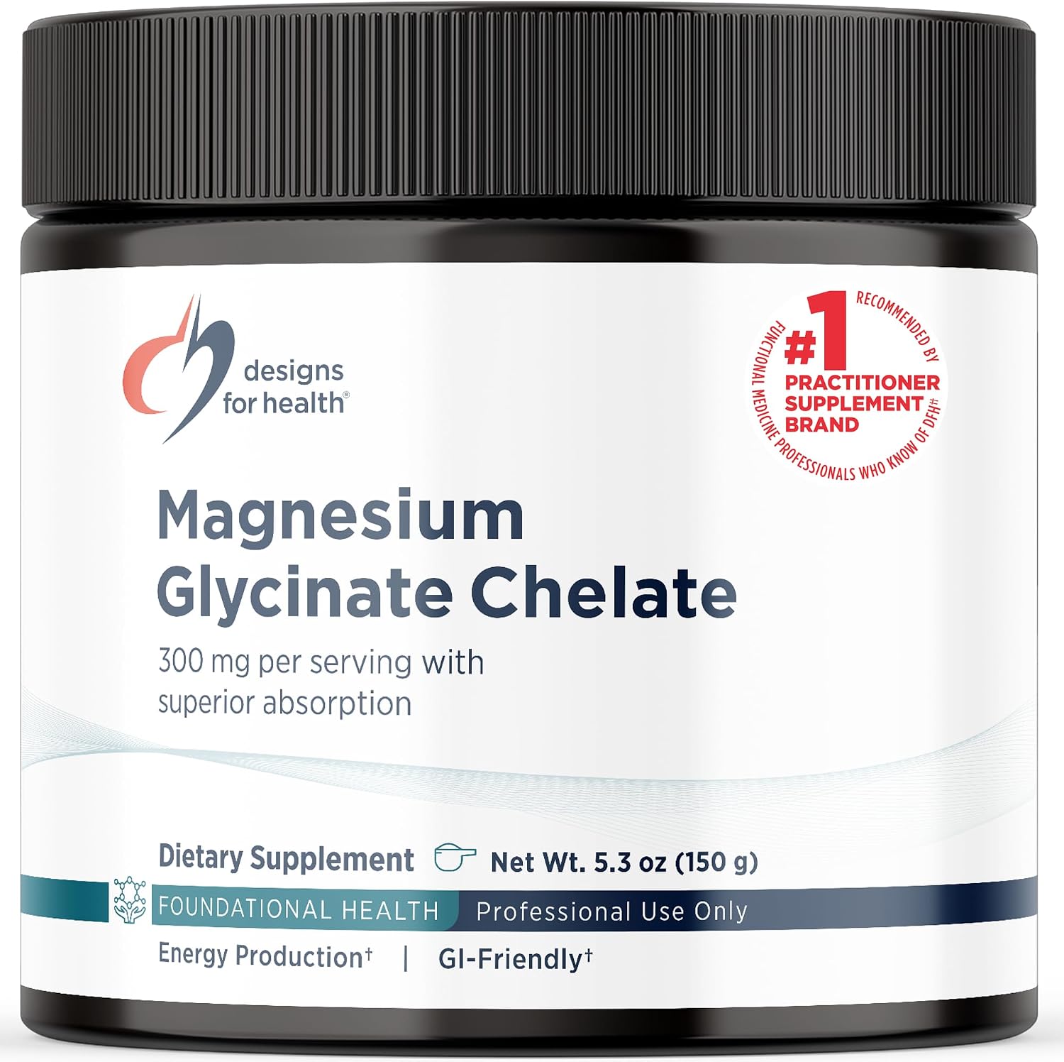 Designs for Health Magnesium Glycinate Powder - 300mg Powdered Chelated Magnesium Bisglycinate Supplement - Non-GMO Great-Tasting Drink Mix Add-in