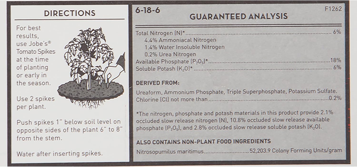 Jobe’s Garden Fertilizer Spikes, Easy Plant Care Fertilizer for Tomato Plants, 18 Count