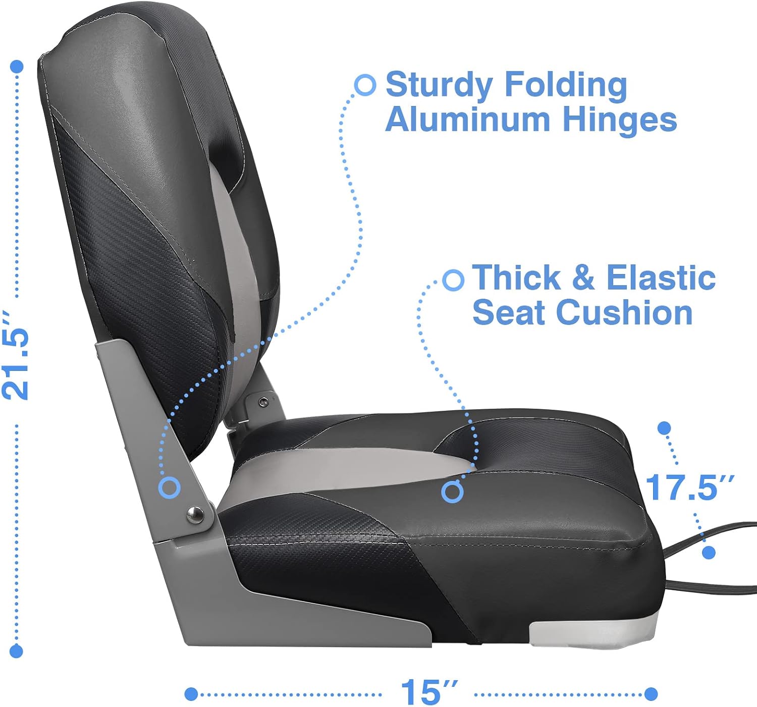 Leader Accessories Low/High Back Folding Fishing Marine Boat Seat 2 Pack
