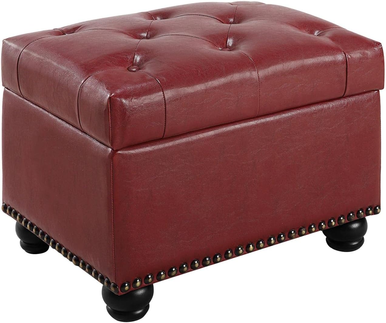 Convenience Concepts Designs4Comfort 5th Avenue Storage Ottoman 24" - Contemporary Foot Stool and Seat with Hinged Lid for Living Room, Dining Room, Office, Den, Espresso Faux Leather