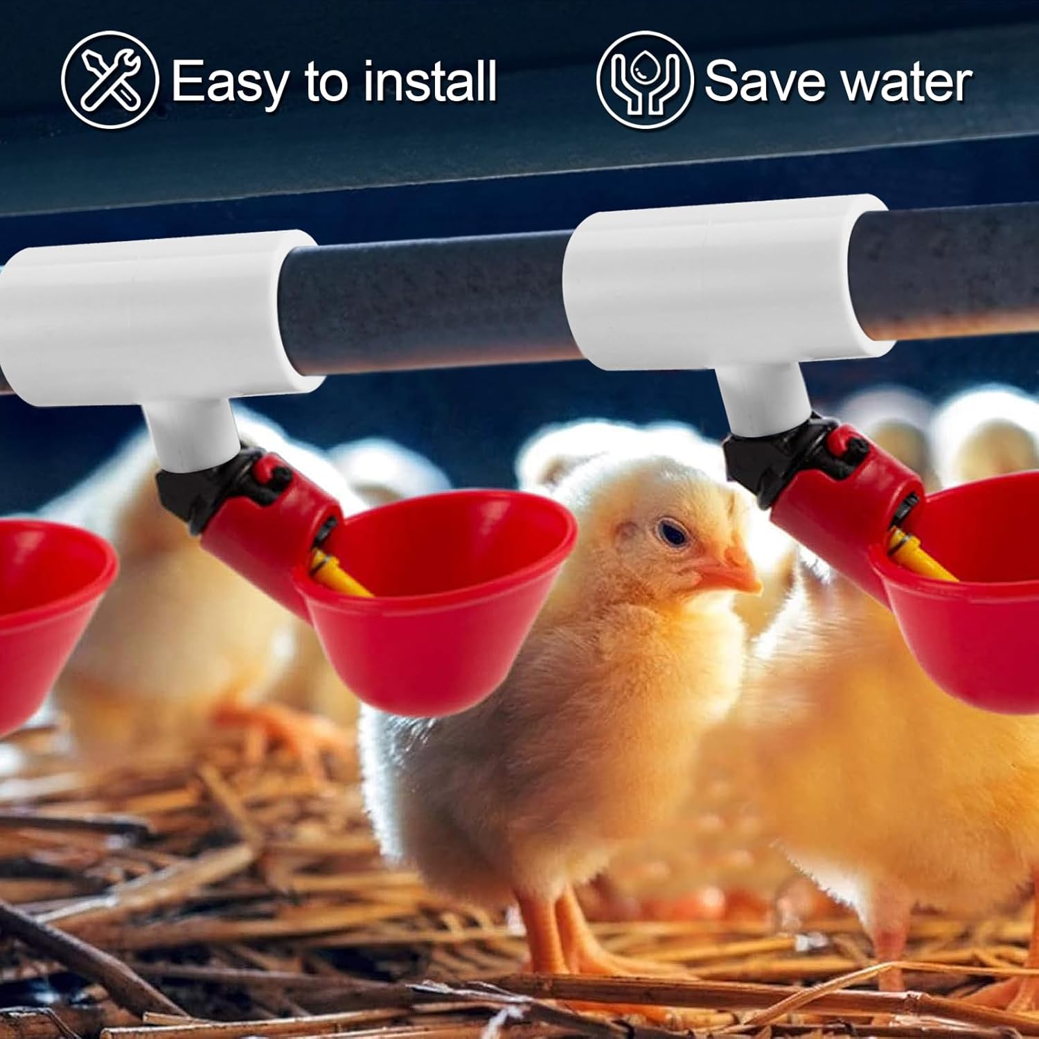 MEWTOGO 20 Pcs Chicken Waterer PVC Pipe Tee Fittings for Large Chicken Coop