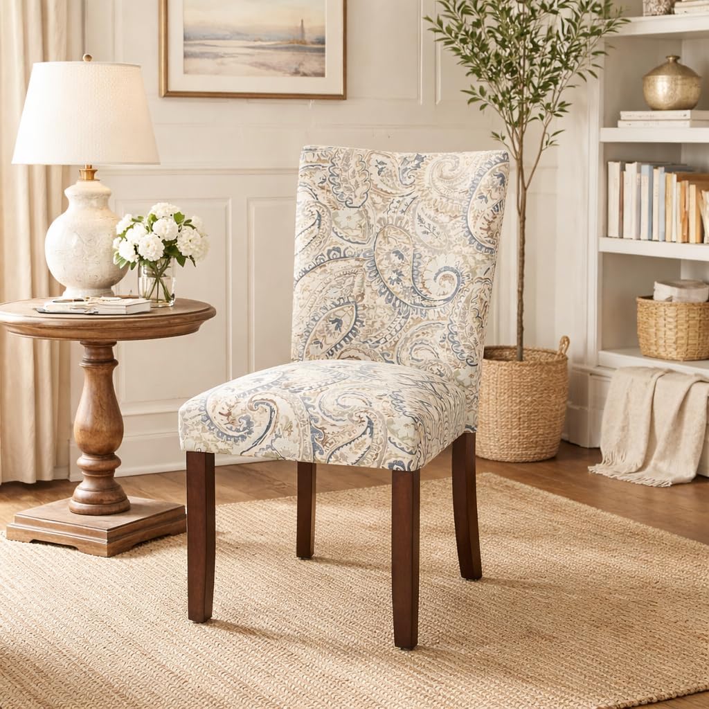 Homepop Home Decor | Classic Upholstered Parsons Dining Chairs | Set of 2 Accent Dining Chairs with Nailhead Trim, Natural Linen