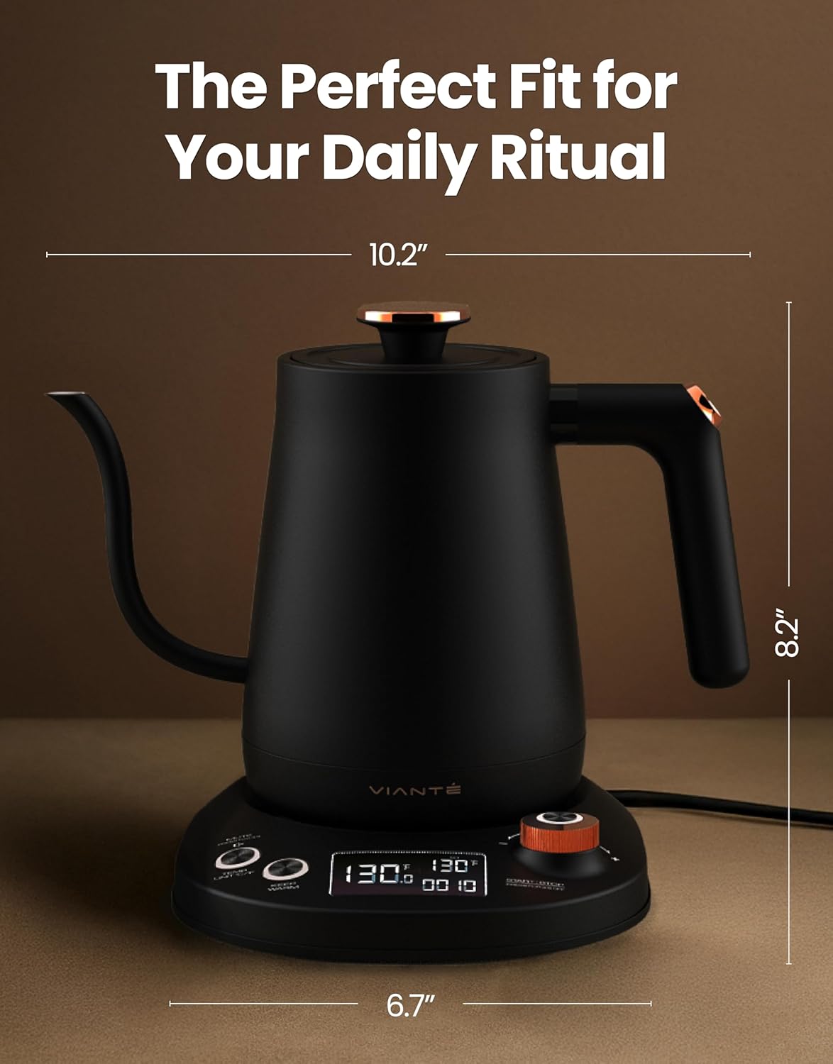 Viante Alba Electric Tea Kettle With Infuser, No Plastic, 1.5L
