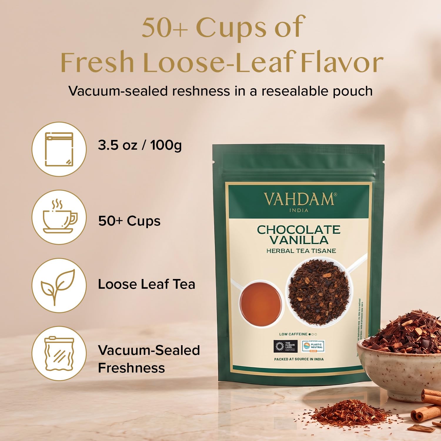 VAHDAM, Himalayan Green Tea Leaves (50+ Cups, 3.53 Oz) Non GMO, Gluten Free | High Elevation Grown Green Tea Leaves From Himalayas | Pure Unblended Single Origin Green Loose Leaf Tea | Vacuum Sealed