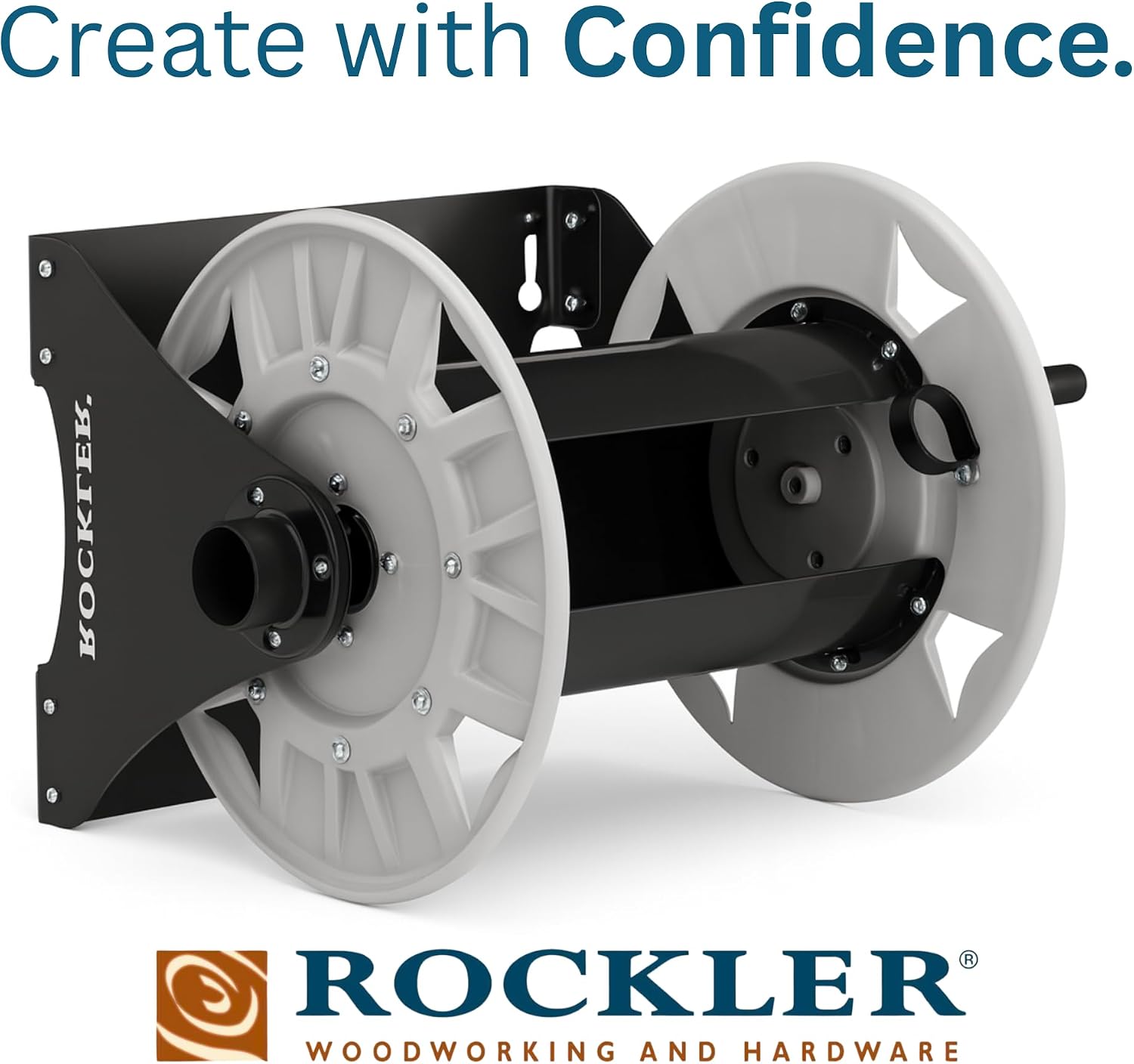 Rockler Wall Mount Vacuum Hose Reel Holds 40 ft 1-1/2 Inch Hose | Vacuum Hose Reel – Organized Hose Storage – Wall Mount Reel – Holds 40 ft