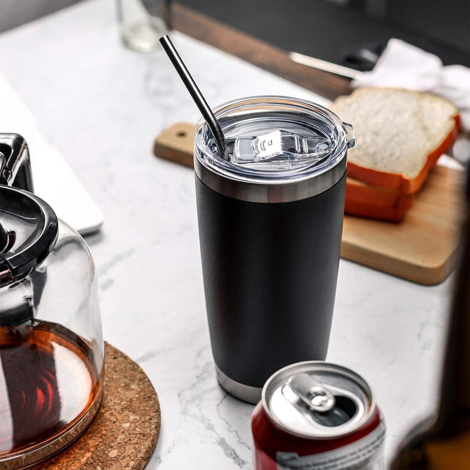 COMOOO 20oz Double Wall Vacuum Insulated Travel Mug