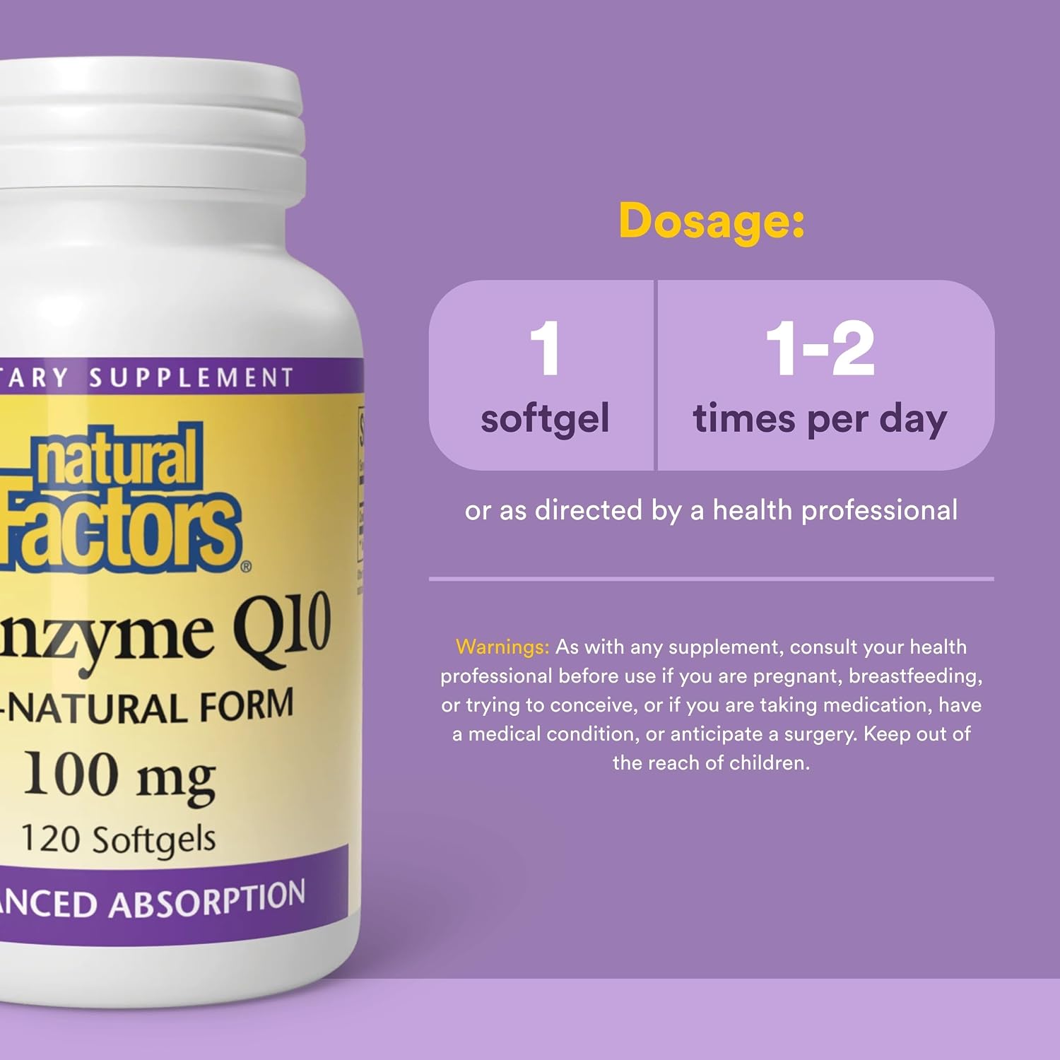 Natural Factors Coenzyme Q10 - Antioxidant Support Supplement Supports Cellular Energy Production - Better Absorption Aids Healthy Heart Function