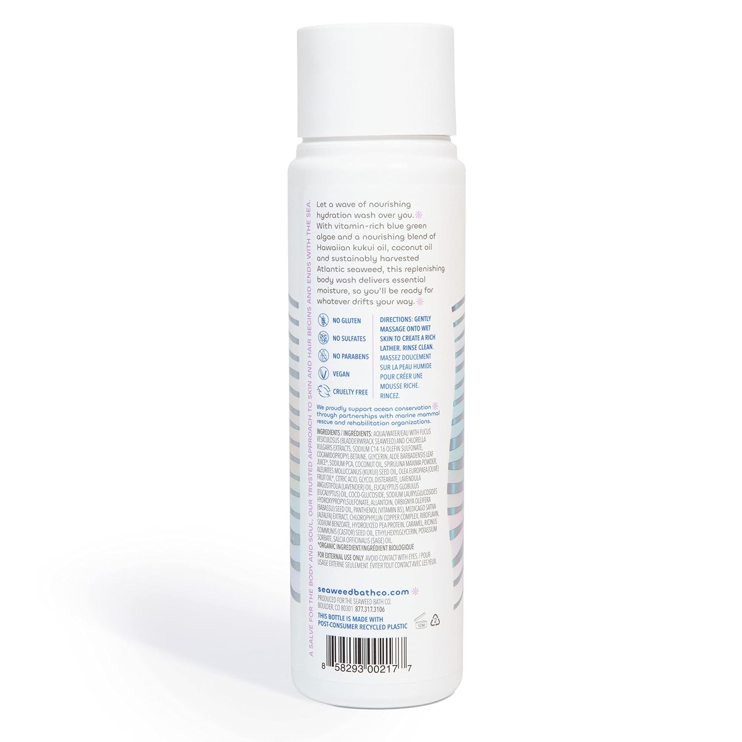 Seaweed Bath Co. Hydrate Body Wash, Unscented, 12 oz | Foaming Shower Gel Cleanser with Natural Ingredients, Fragrance Free and Gentle, Good for Sensitive Skin