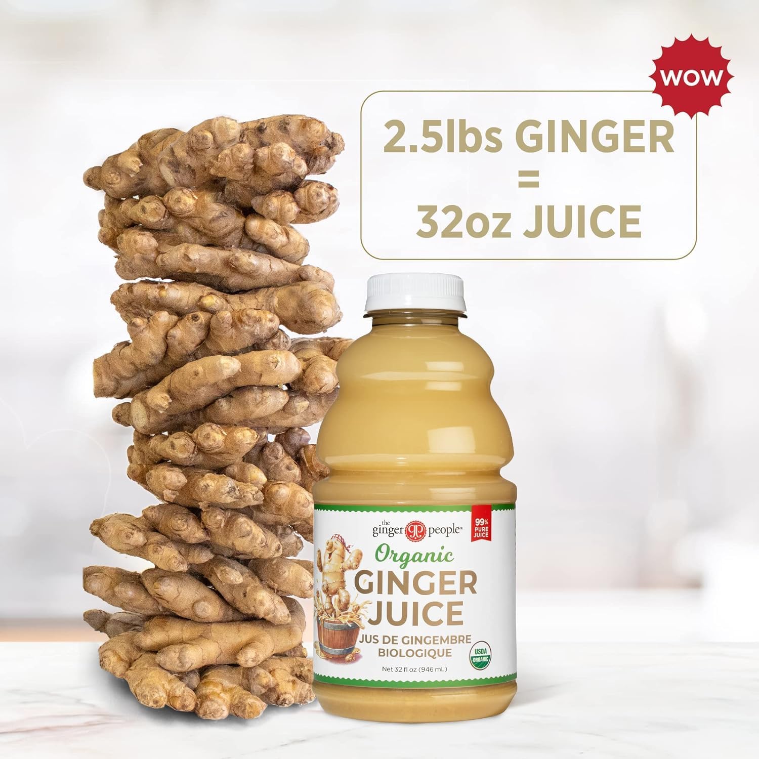 Organic Turmeric Juice, 99% Pure Turmeric Juice by The Ginger People – Drug Free Support, Non-GMO, Premium Quality, 32 Fl oz Bottle (Pack of 1)