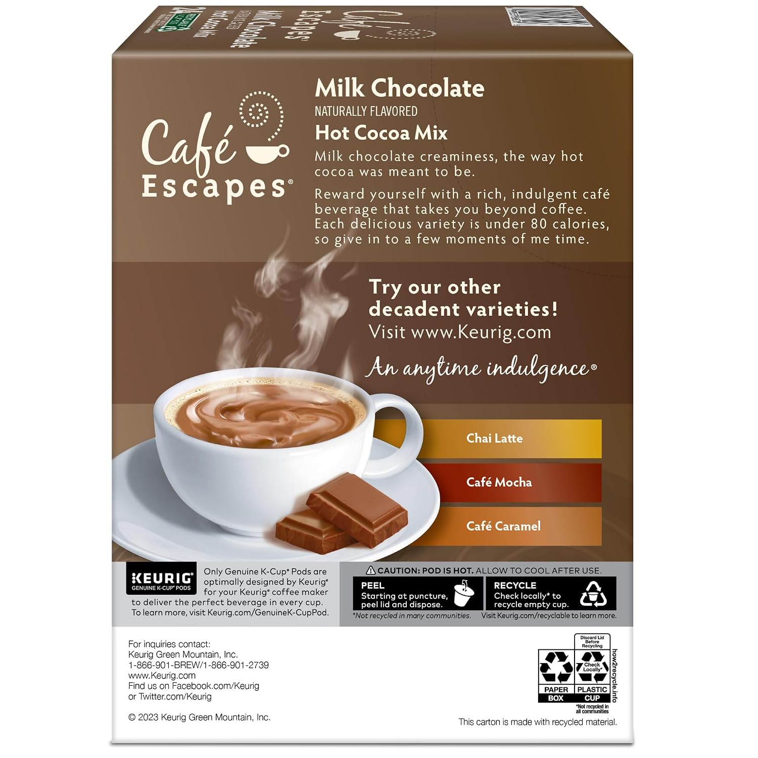 Cafe Escapes Milk Chocolate Hot Cocoa Keurig Single-Serve K-Cup Pods, 96 Count
