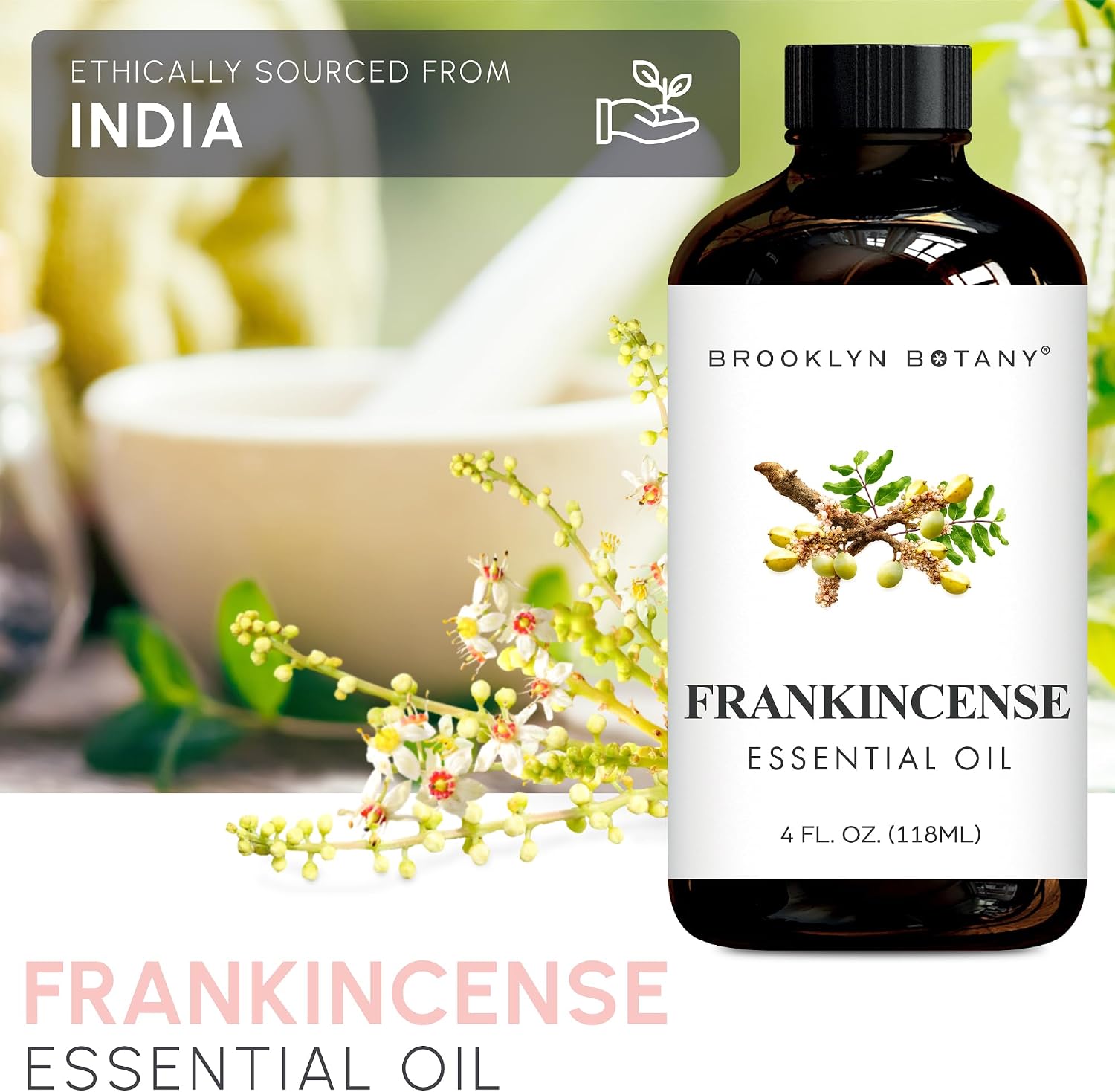 Brooklyn Botany Peppermint Essential Oil - Huge 4 Fl Oz - 100% Pure and Natural - Premium Grade with Dropper - for Aromatherapy and Diffuser