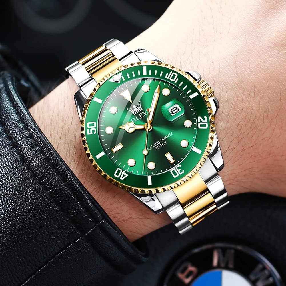 OLEVS Watches for Men,Classic Luxury Big Face Men Watches, Silver Dress Stainless Steel Men Wrist Watch with Luminous Analog Relojes para Hombres