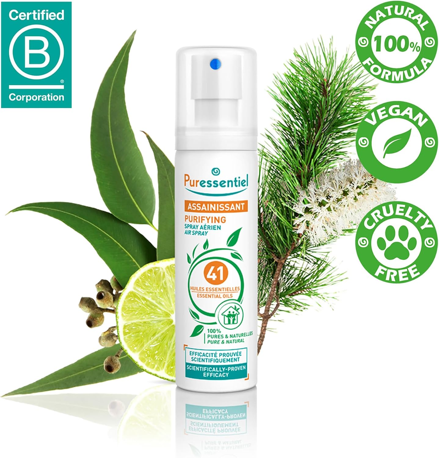 "Puressentiel Purifying Air Freshener Spray - Room Spray with 41 Essential Oils - Eliminate Odors without Synthetic Chemicals - Multi-Use - 6.75 oz"