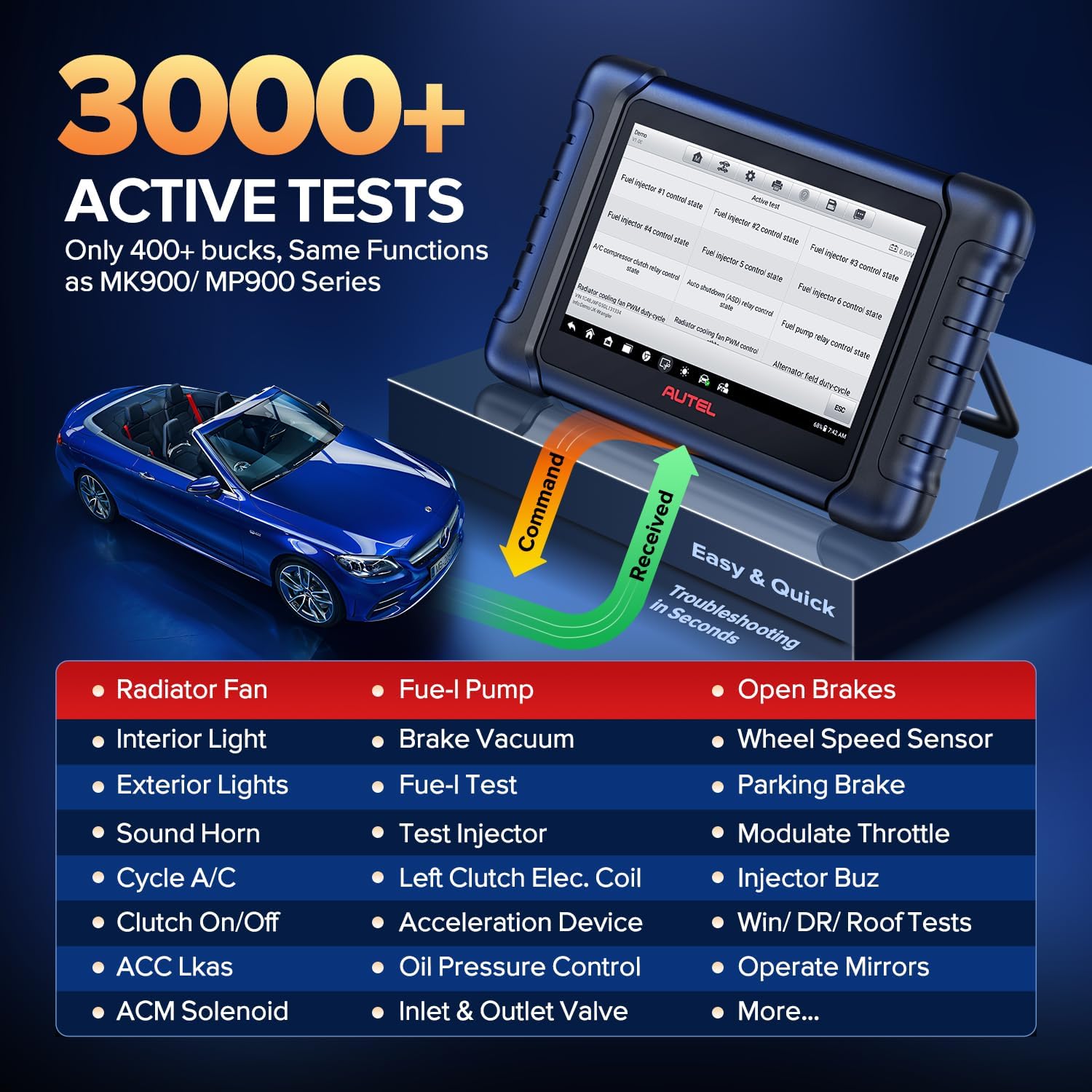 Autel Scanner MaxiCheck MX808S, Bidirectional OBD2 Scan Tool 28+ Service