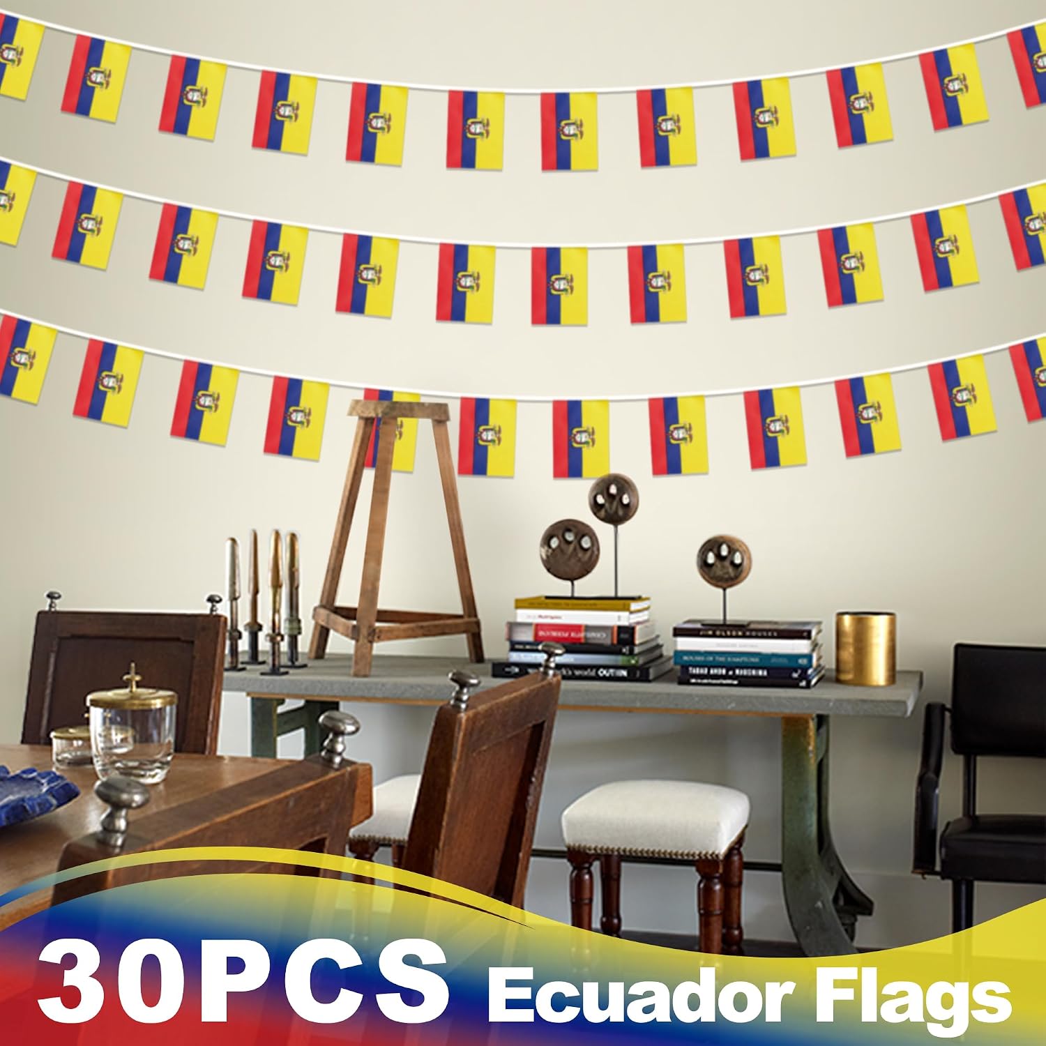 Nicaragua String Flag Pennant Banner, Small Mini Nicaraguan Flags Bunting Banner, National Country Decoration for School, Party, Sports Events, Patriotic Festival, 33 Feet 30 Flags