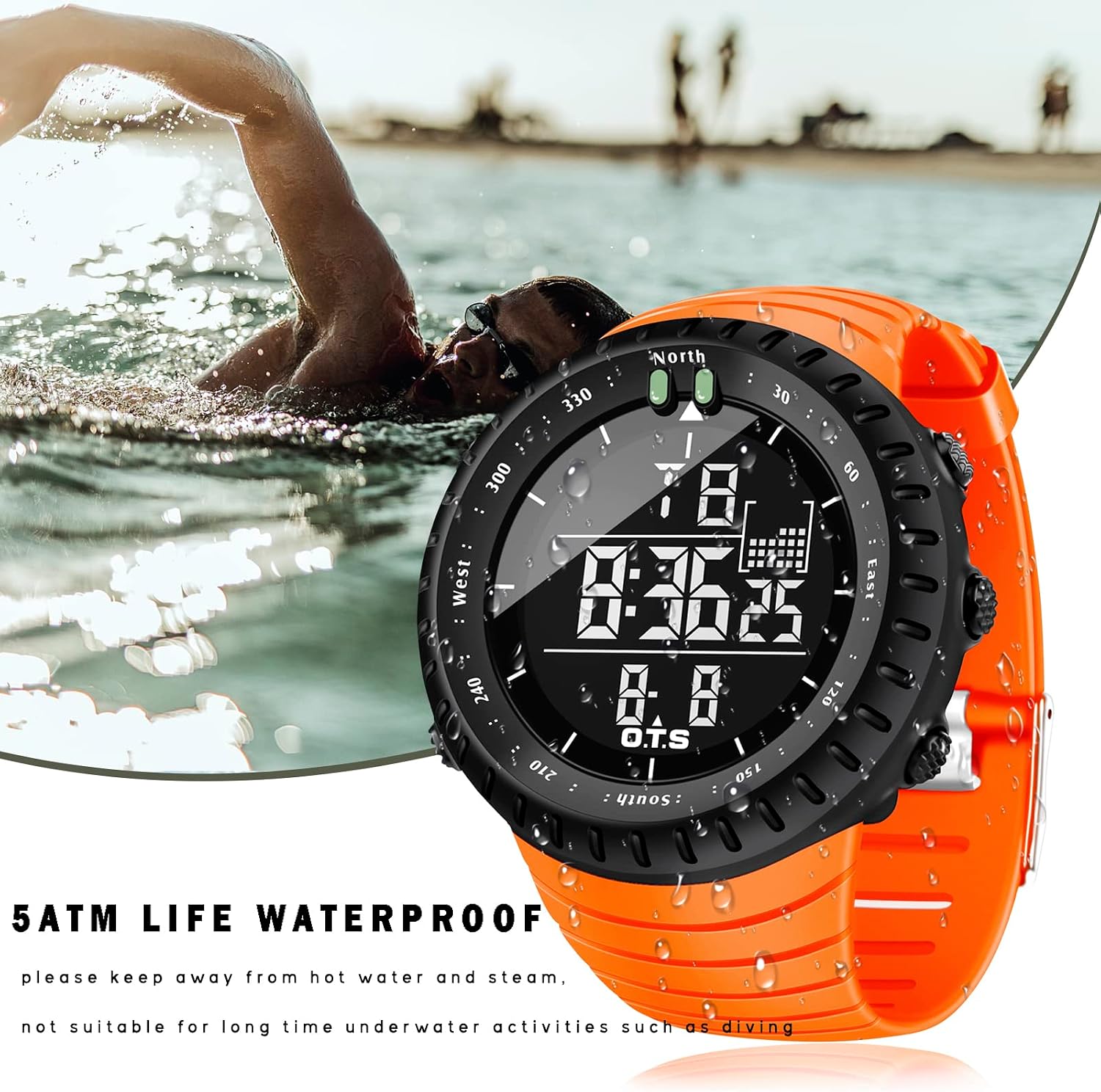 PALADA Men's Digital Sports Watch Waterproof Tactical Watch with LED Backlight Watches for Men