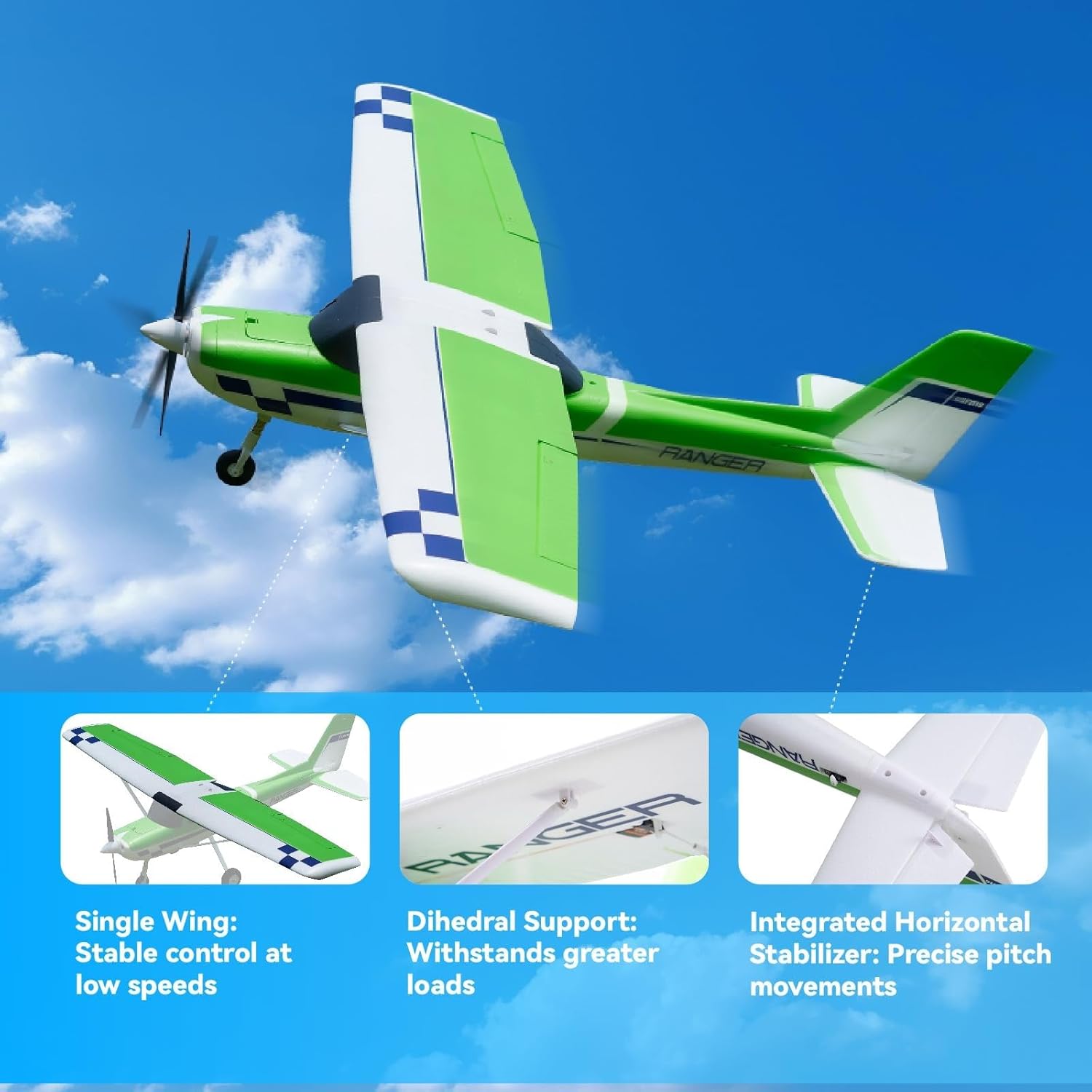 Fms Rc Planes for Beginner 1220mm Ranger Reflex V3 Red Remote Control Airplane Hobby Rc Airplanes for Adults RTF-Green