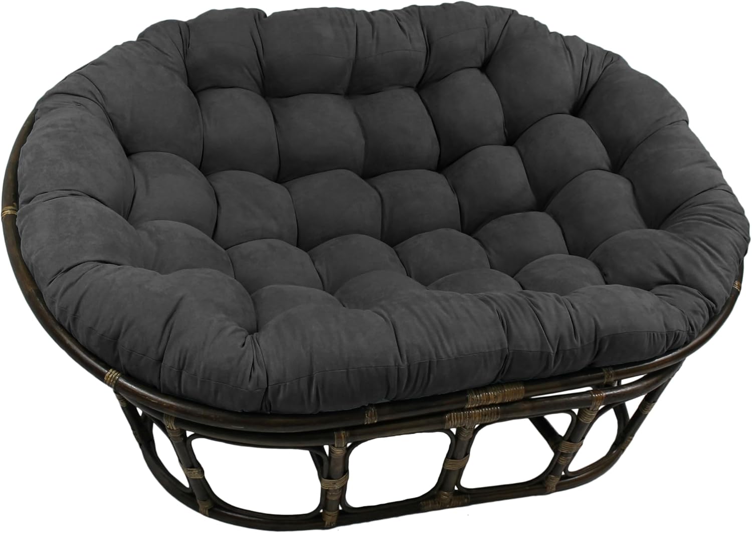 Blazing Needles Solid Microsuede Double Papasan Chair Cushion, 58" x 6" x 78", Black