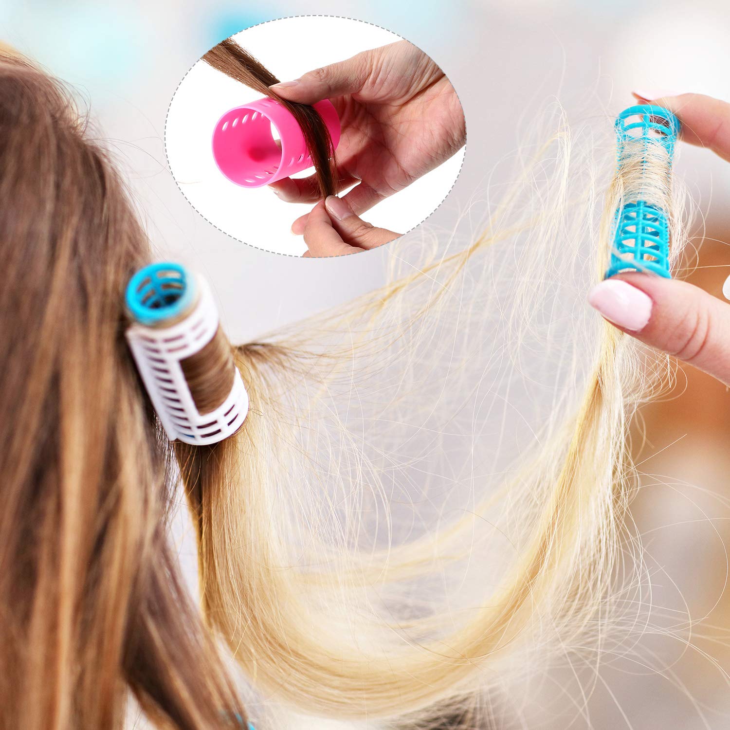 Blulu 72-Piece Multicolor Magnetic Rollers Set with 54 Hair Rollers, 18 Duck Teeth Bows, and Hair Clips - Hairdressing Curlers Tools for Men and Women