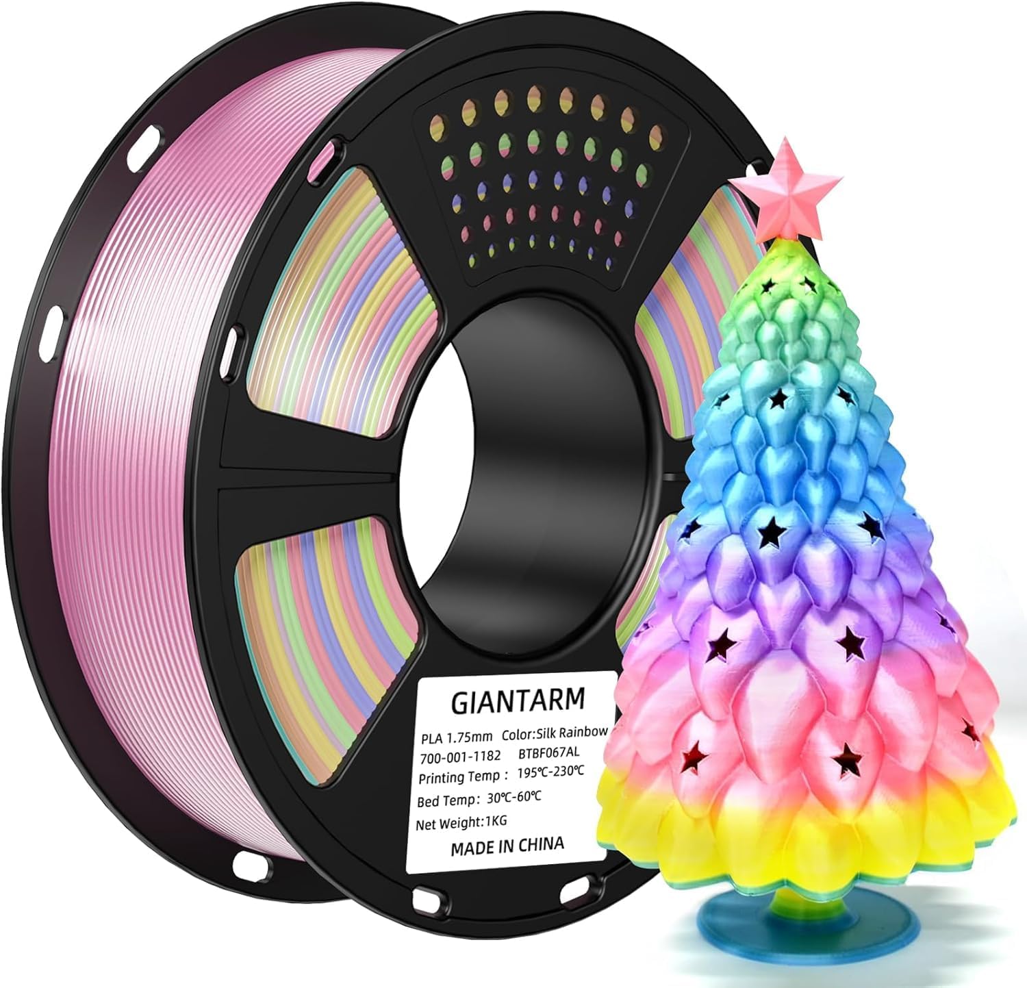 GIANTARM 3D Printer Filament, Silk Gold Pla Filament, 1Kg(2.2lbs) Spool, 1.75mm Dimension Accuracy +/- 0.03mm, 3D Printing Filament