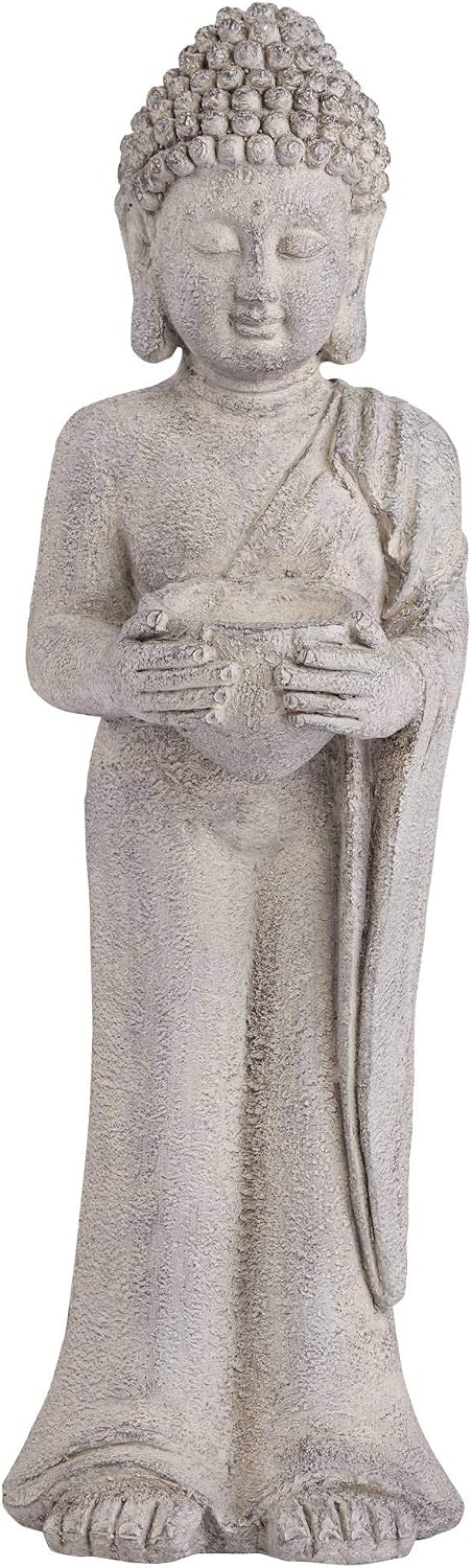 John Timberland Standing Buddha 32" High Gray Indoor-Outdoor Statue | Sculpture Zen Asian Japanese Garden Decor Front Porch Patio Yard Outside Home