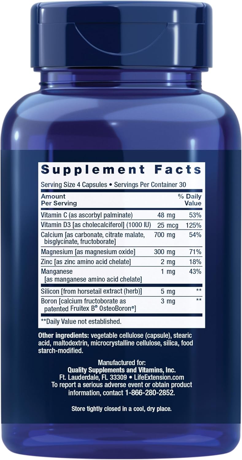 Life Extension Bone Restore Calcium Supplement, Vitamin D3, Magnesium, Boron, zinc, Manganese, Silicon, Helps Maintain Healthy Bone Density