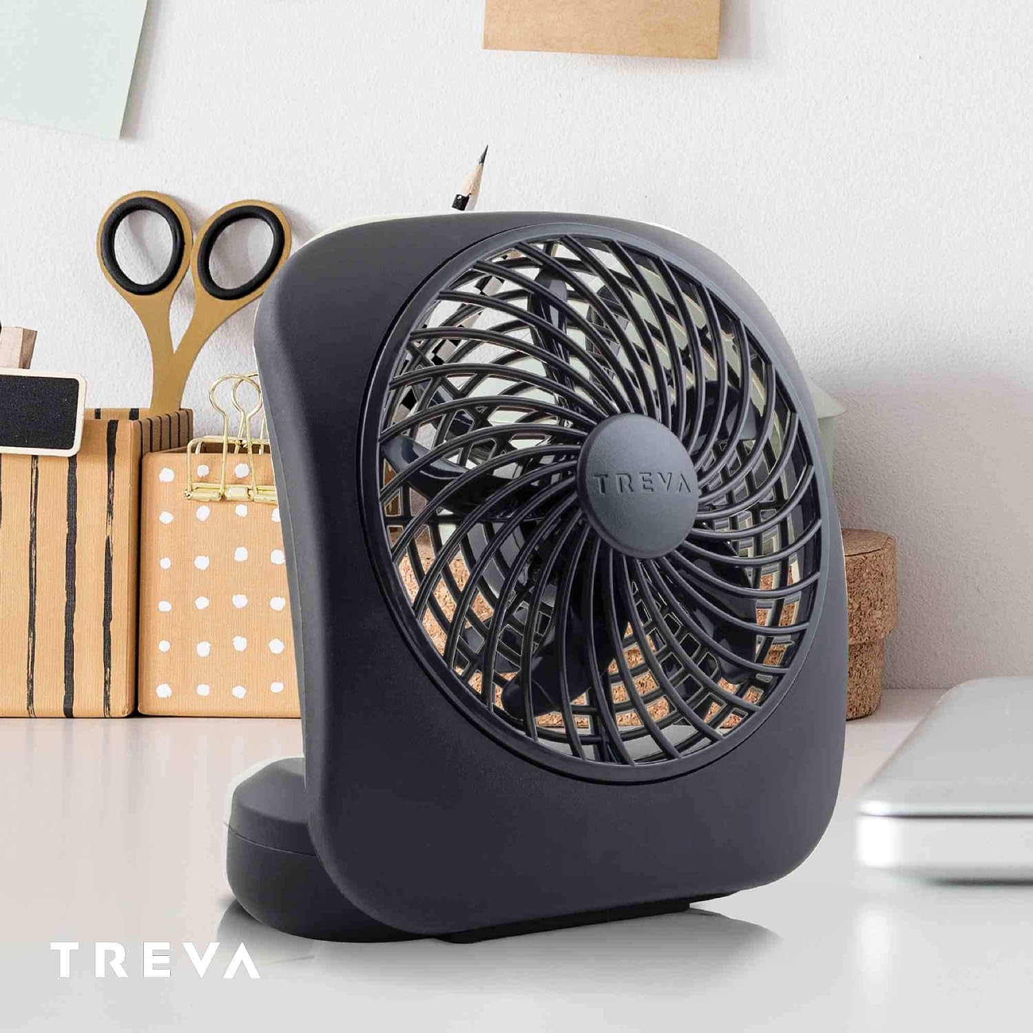 O2COOL Treva 5 in Portable Battery Powered Desk Fan 2-Speed Black | Yes