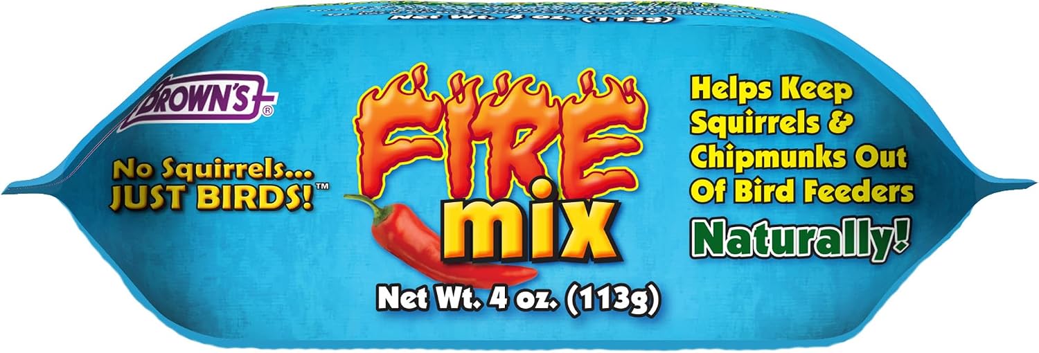 F.M. Browns Fire Mix with Chili Pepper. Wild Bird Feeder Squirrel and Chipmunk Deterrant. 4oz.