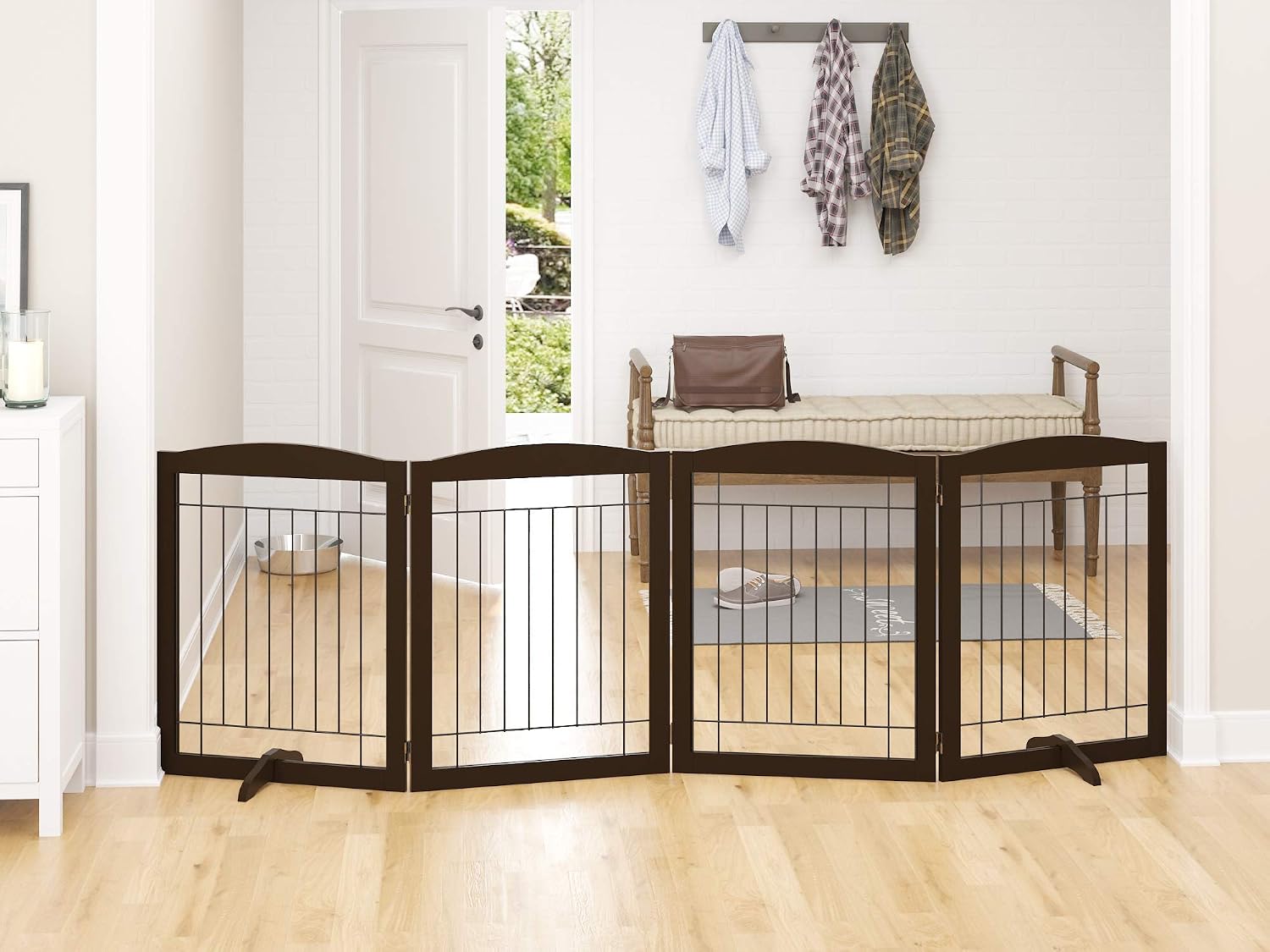 PAWLAND Extra Wide Foldable Dog gate for Doorway, Indoor, 72“ Wide, 30" H